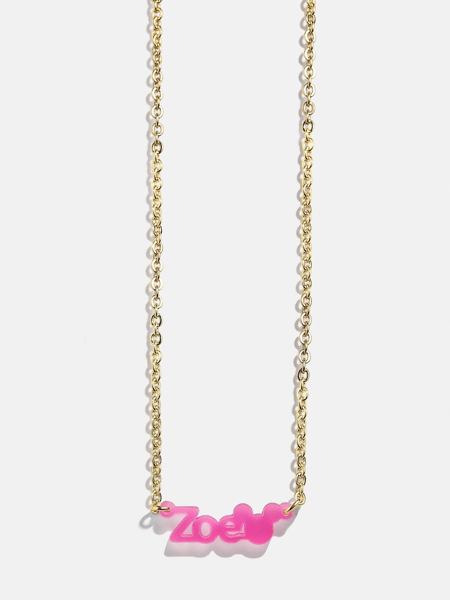 Disney Mickey Mouse Acrylic Custom Nameplate Necklace - Translucent Magenta