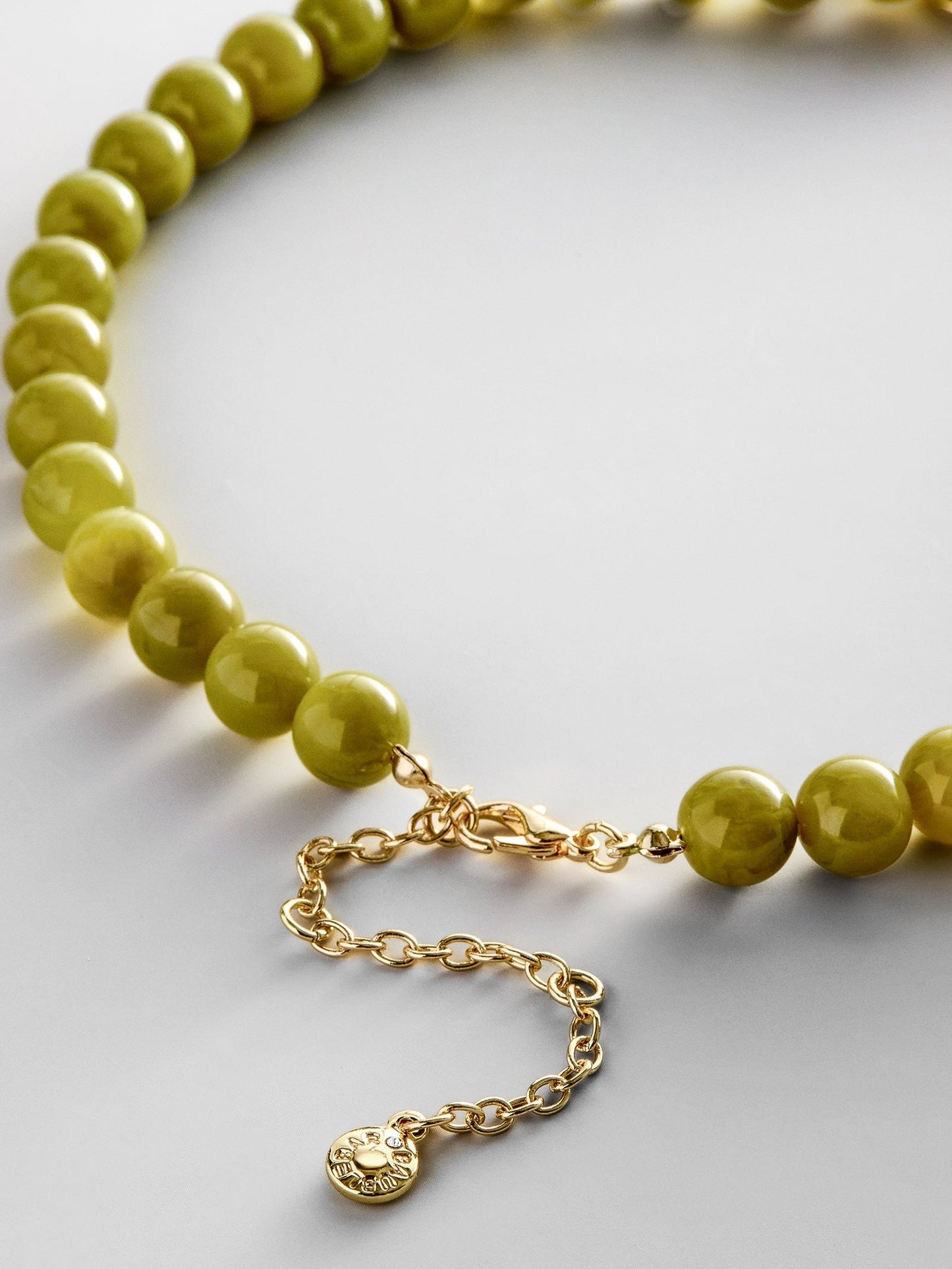 Janette Beaded Ring Necklace - Olive