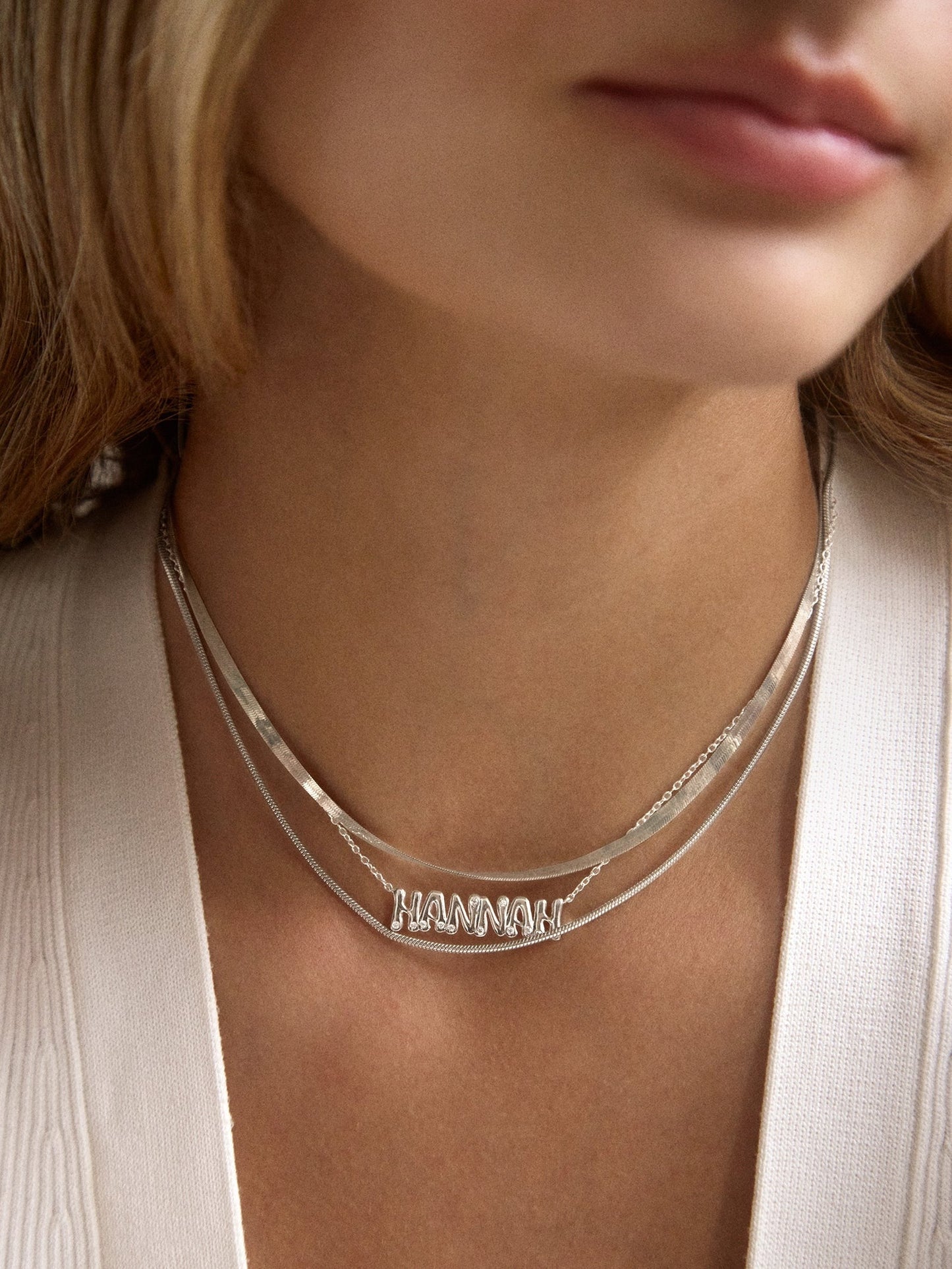 14K Gold Custom Nameplate Necklace - Bubble