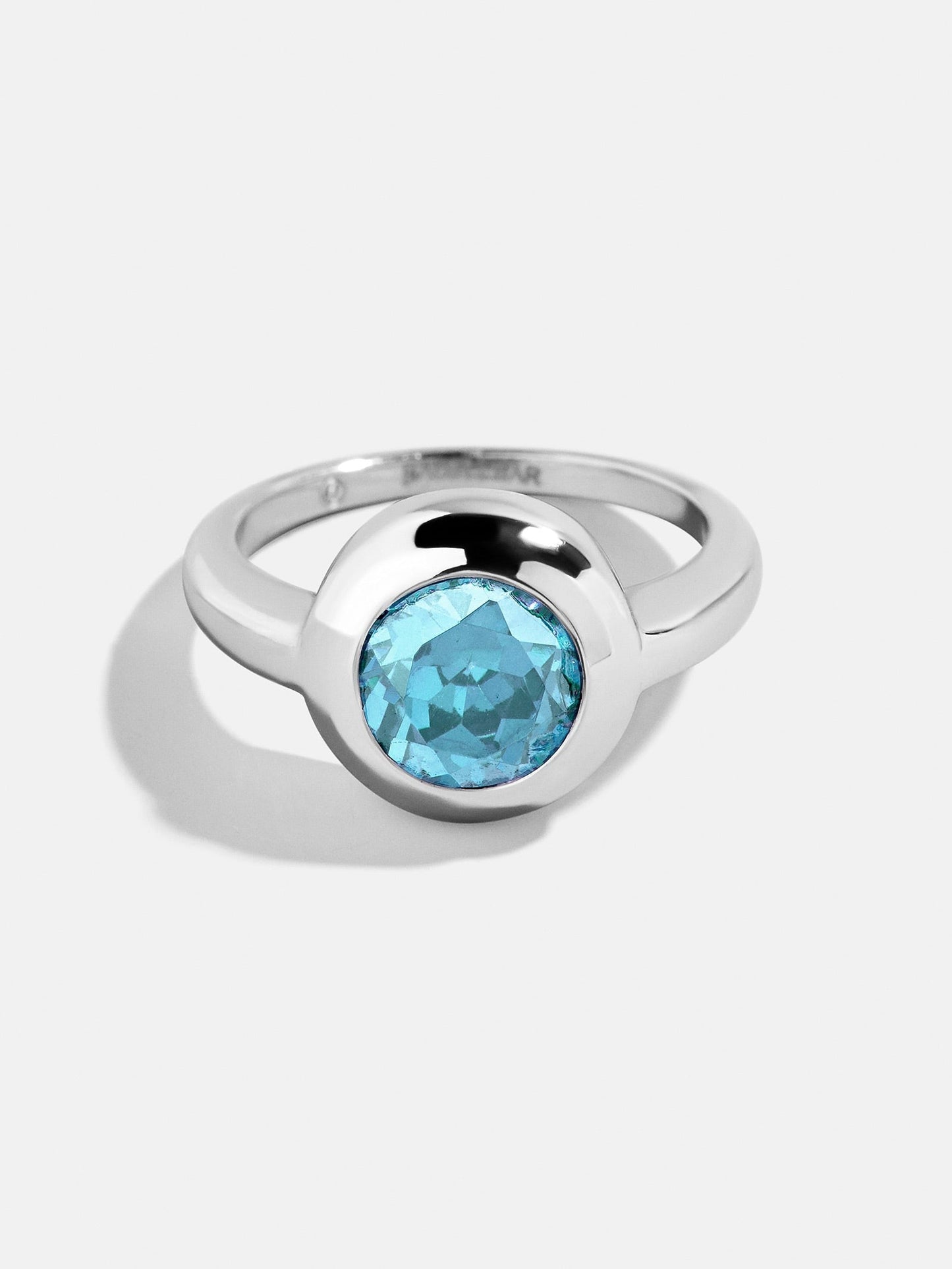Silver Cubic Zirconia Custom Birthstone Ring - Aquamarine