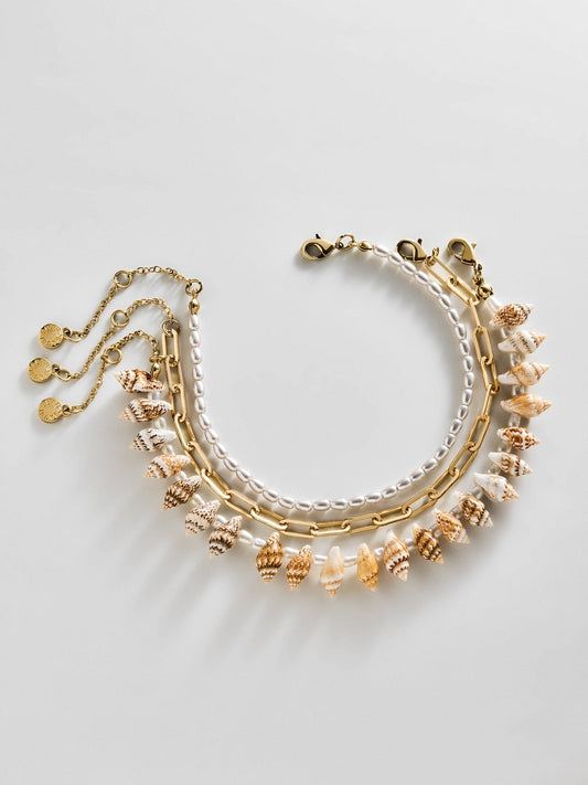 Marysol Waterproof Anklet Set - Gold/Pearl