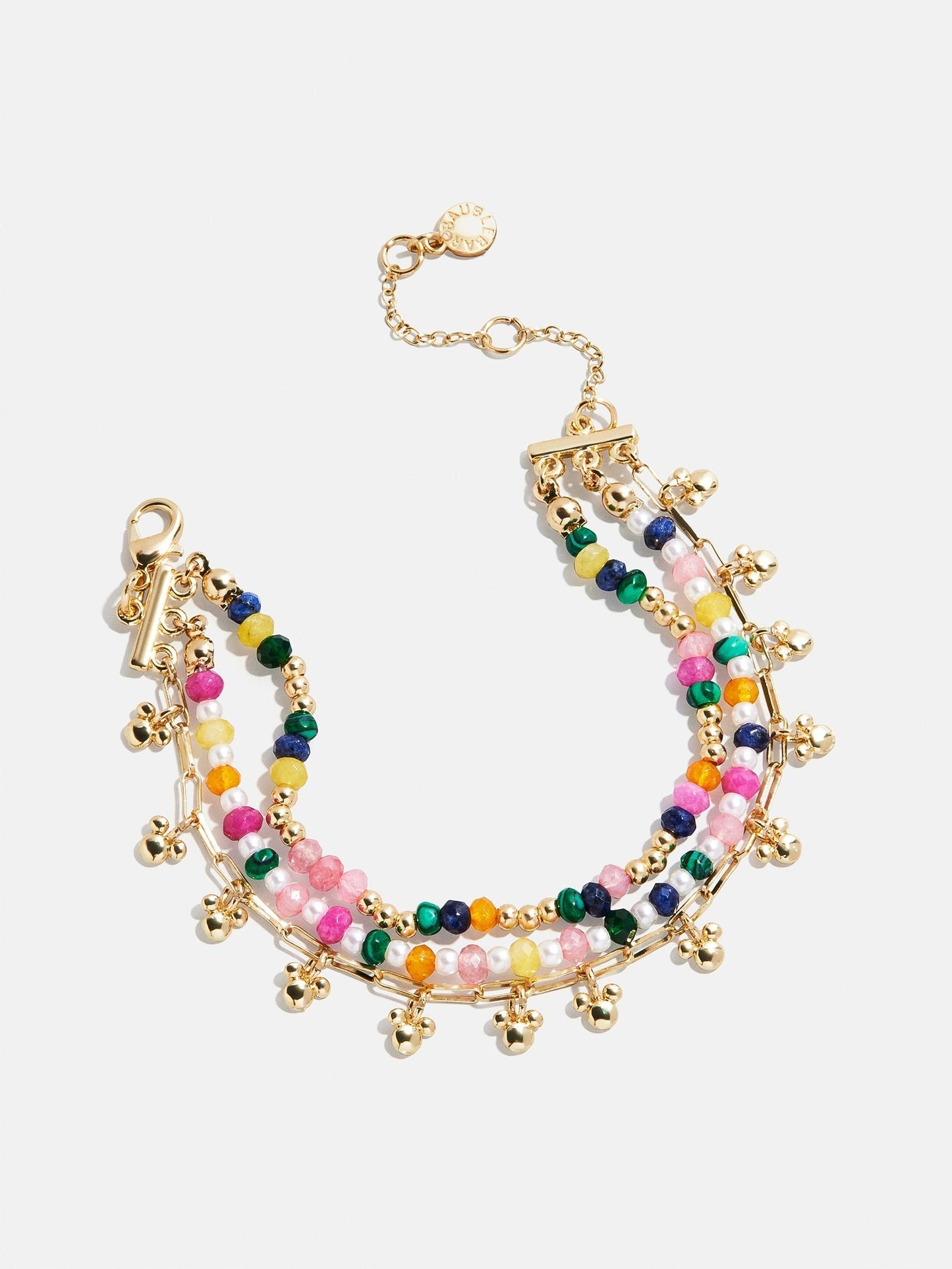 Disney Mickey Mouse Semi-Precious Layered Bracelet - Gold/Multi