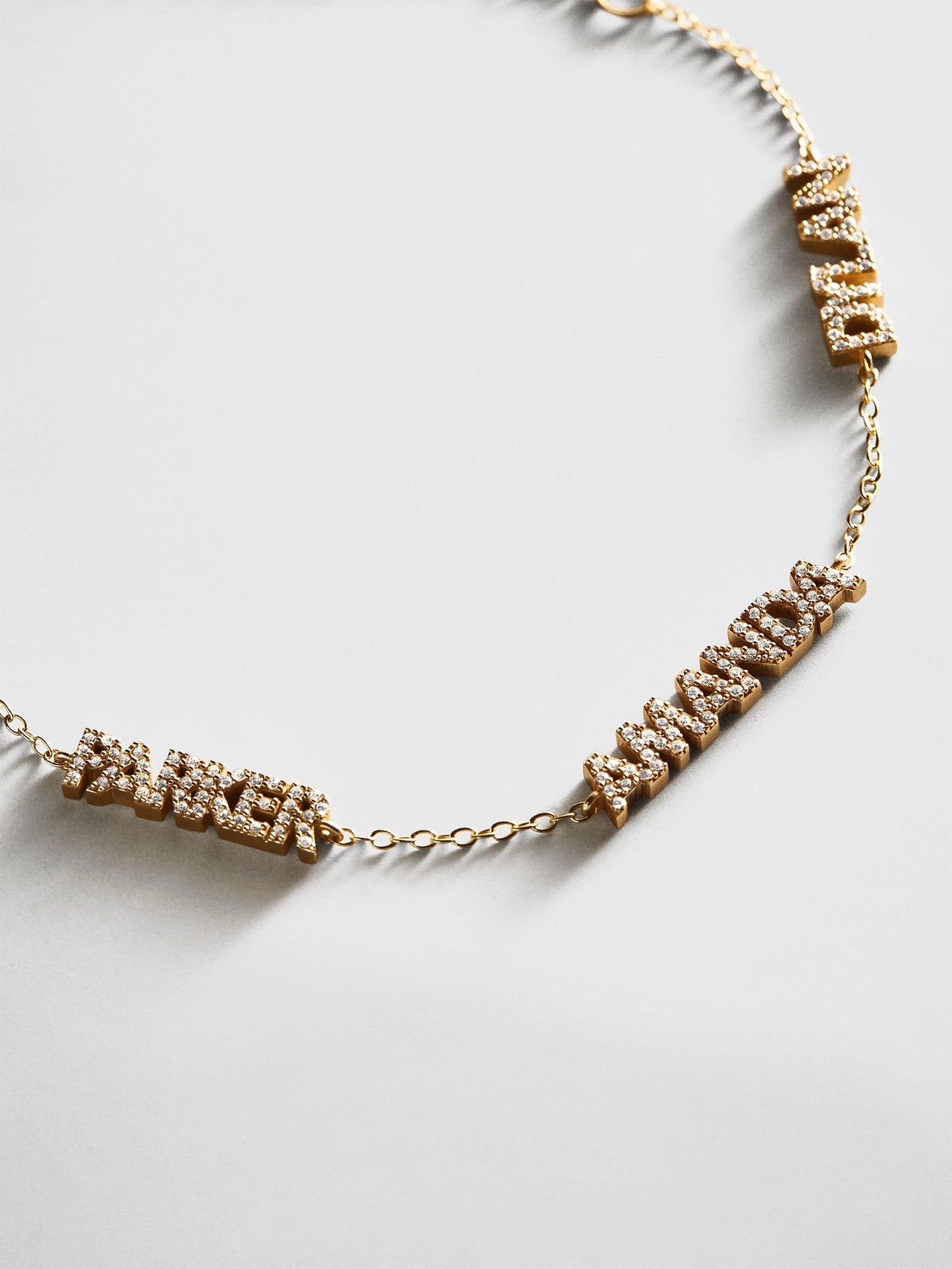 14K Gold/Pavé Custom Block Multi Name Bracelet - 3 Names