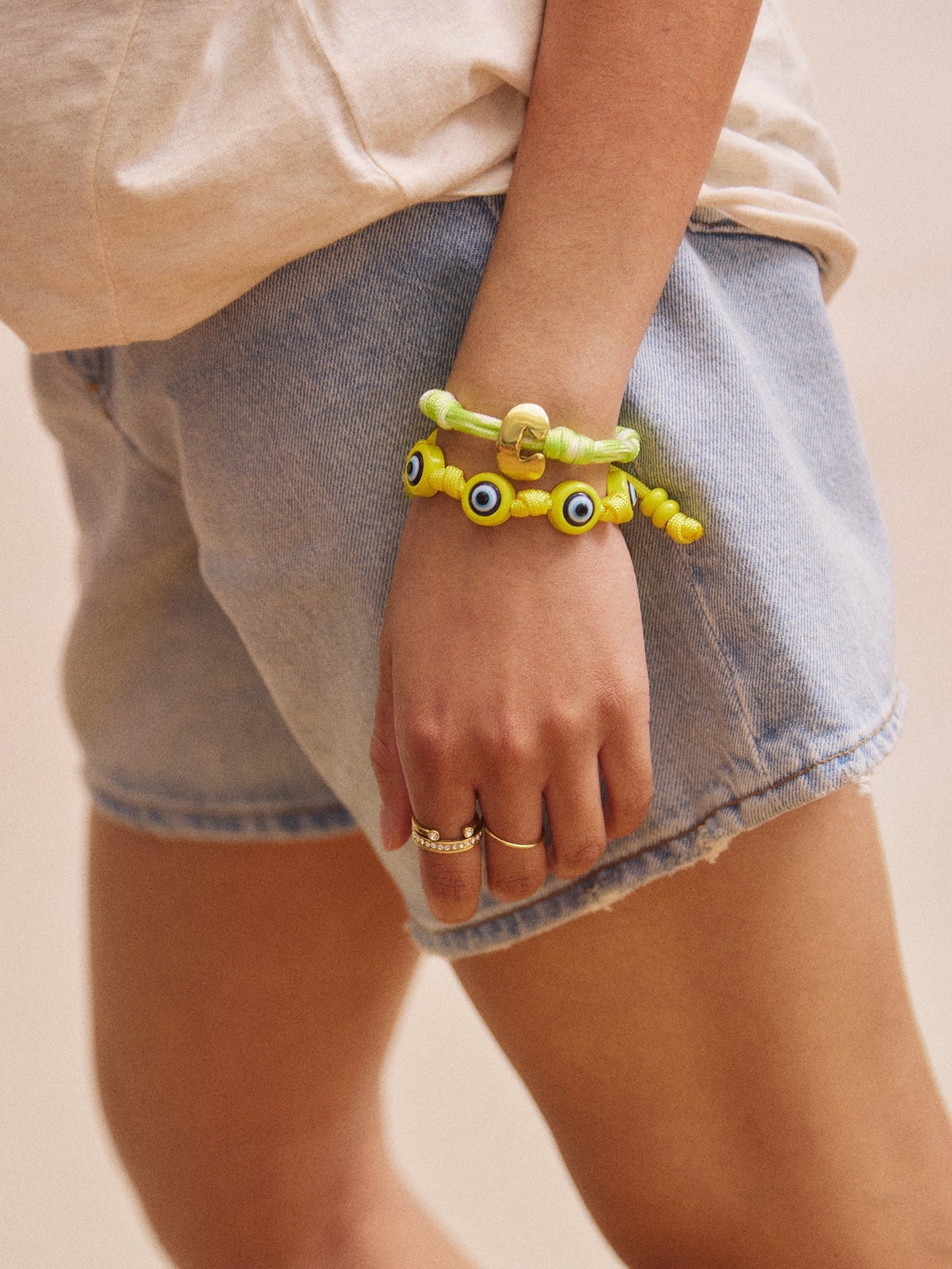 Knotty Good Eye Cord Bracelet - Yellow