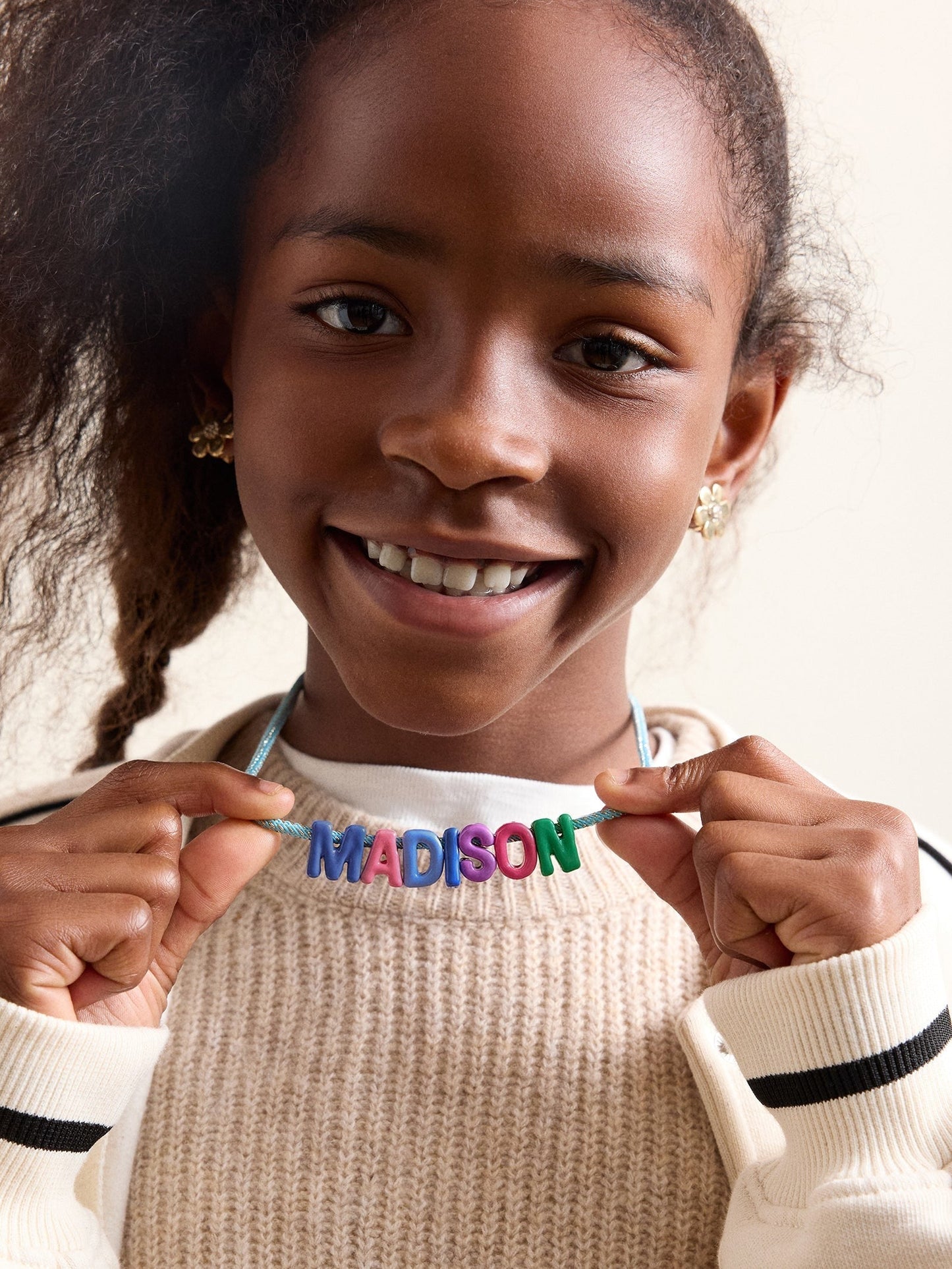 Name Drop Waterproof Kids' Custom Necklace - Turquoise