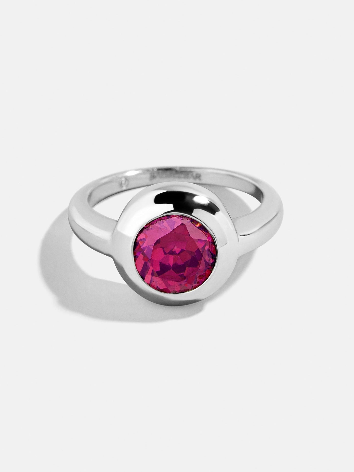 Silver Cubic Zirconia Custom Birthstone Ring - Ruby