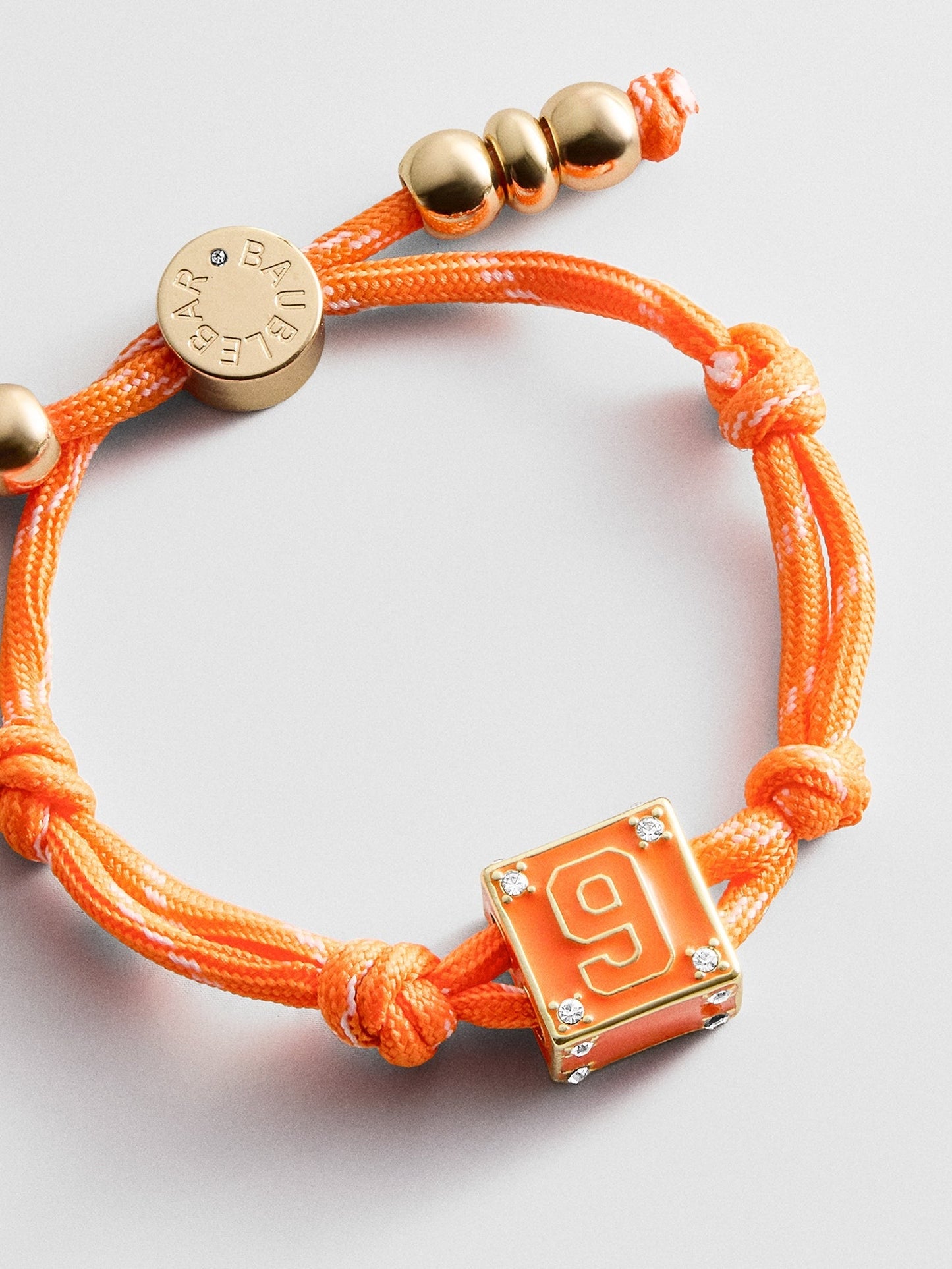 Block Party Varsity Number Custom Bracelet - Tangerine Single Digit