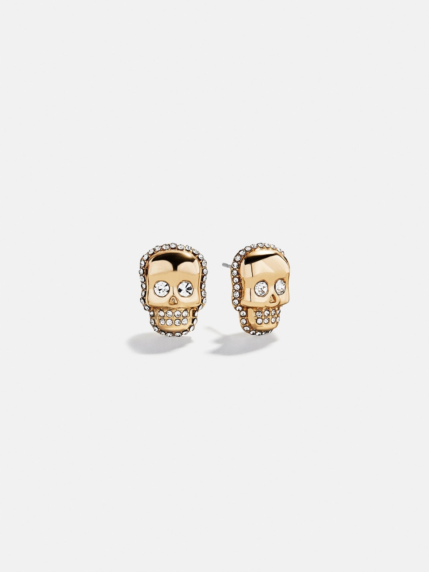 Gold and Pavé Skull Stud Earrings - Skull