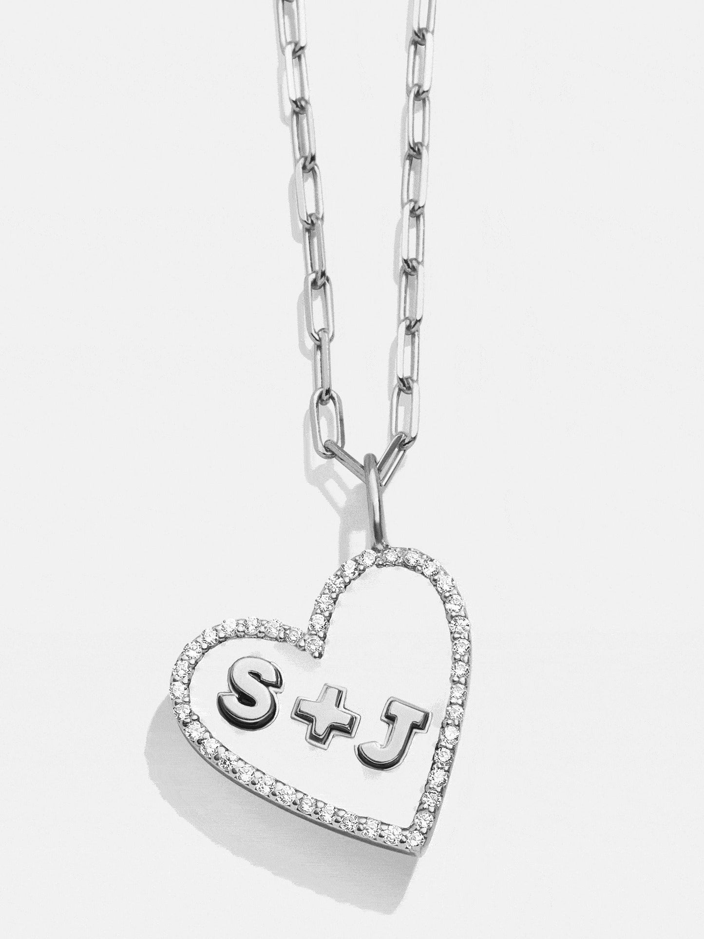 Reversible Sterling Silver Custom Heart Necklace - Pavé/Silver