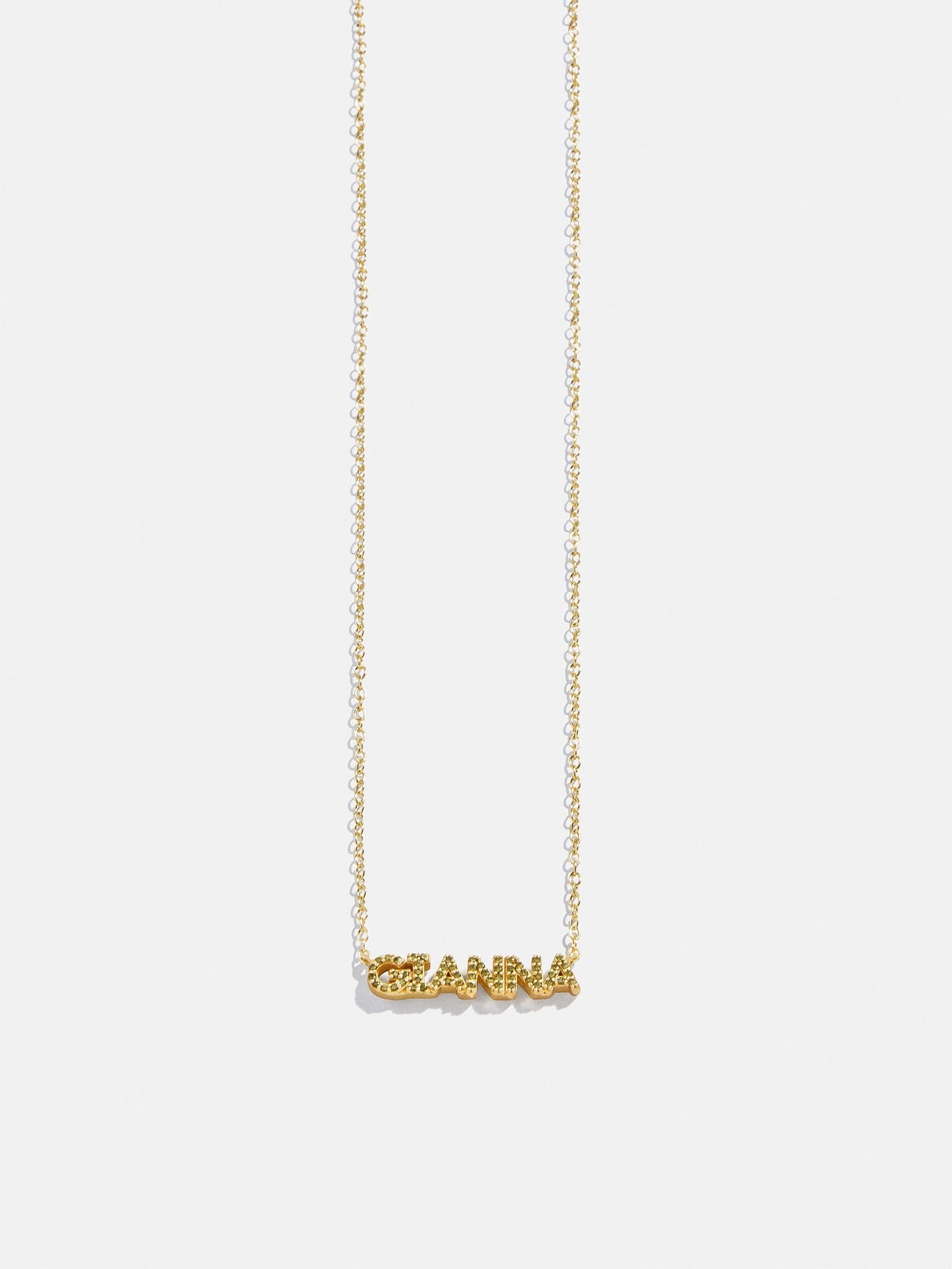 14K Gold Birthstone Custom Nameplate Necklace - Peridot