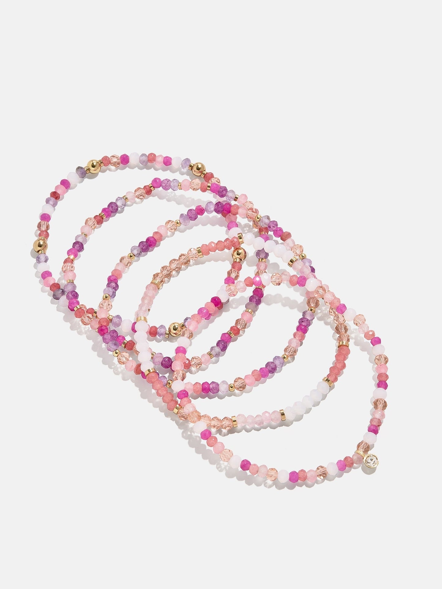 Indya Semi-Precious Layered Bracelet Set - Pink Multi