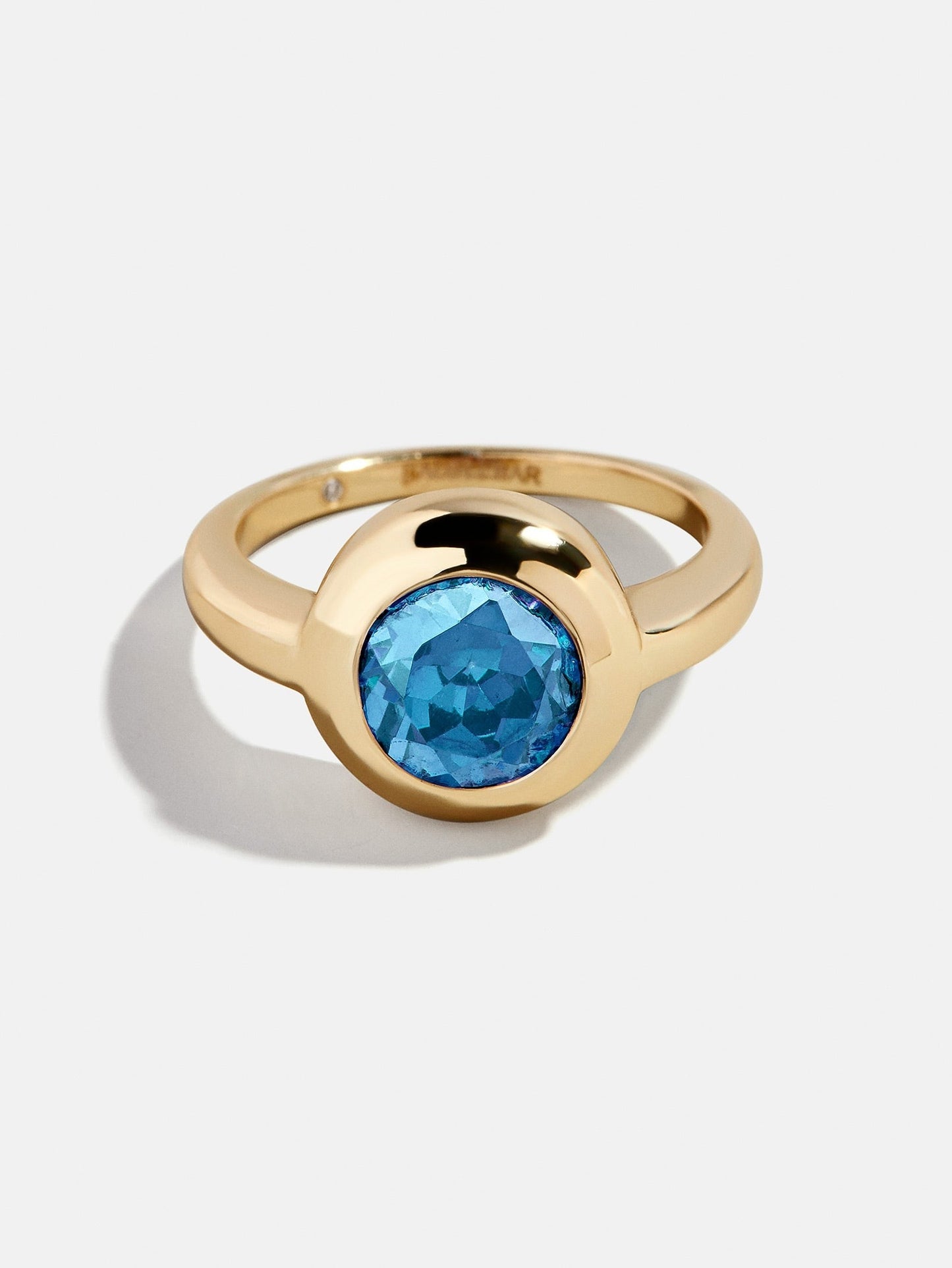 Gold Cubic Zirconia Custom Birthstone Ring - Blue Zircon