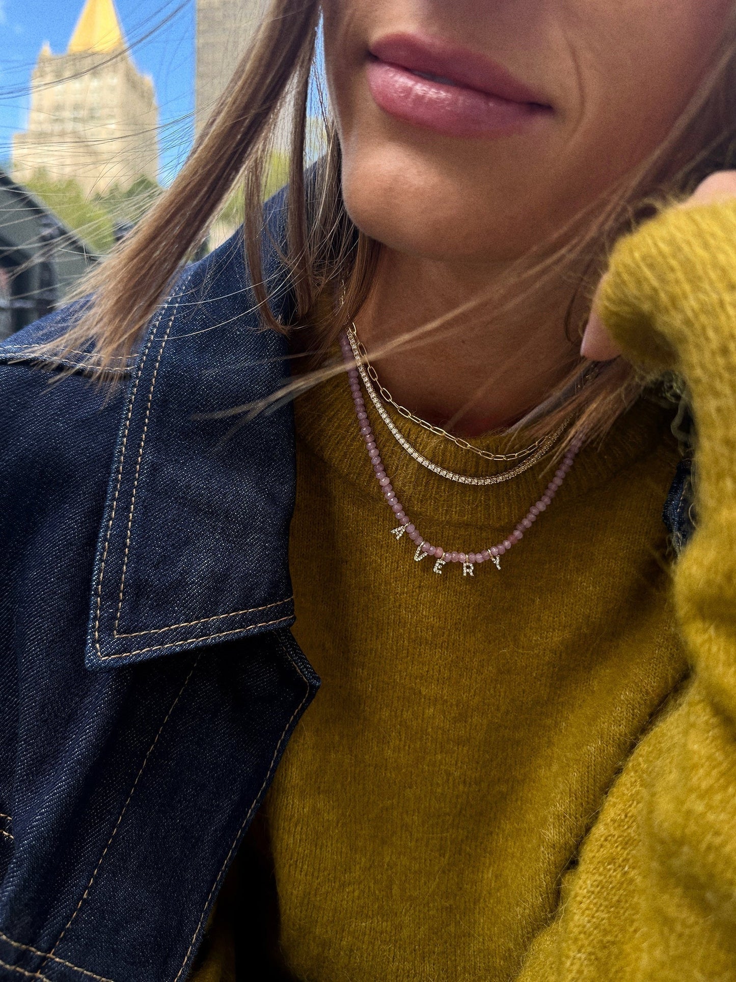 Mini Semi-Precious Custom Necklace - Light Amethyst