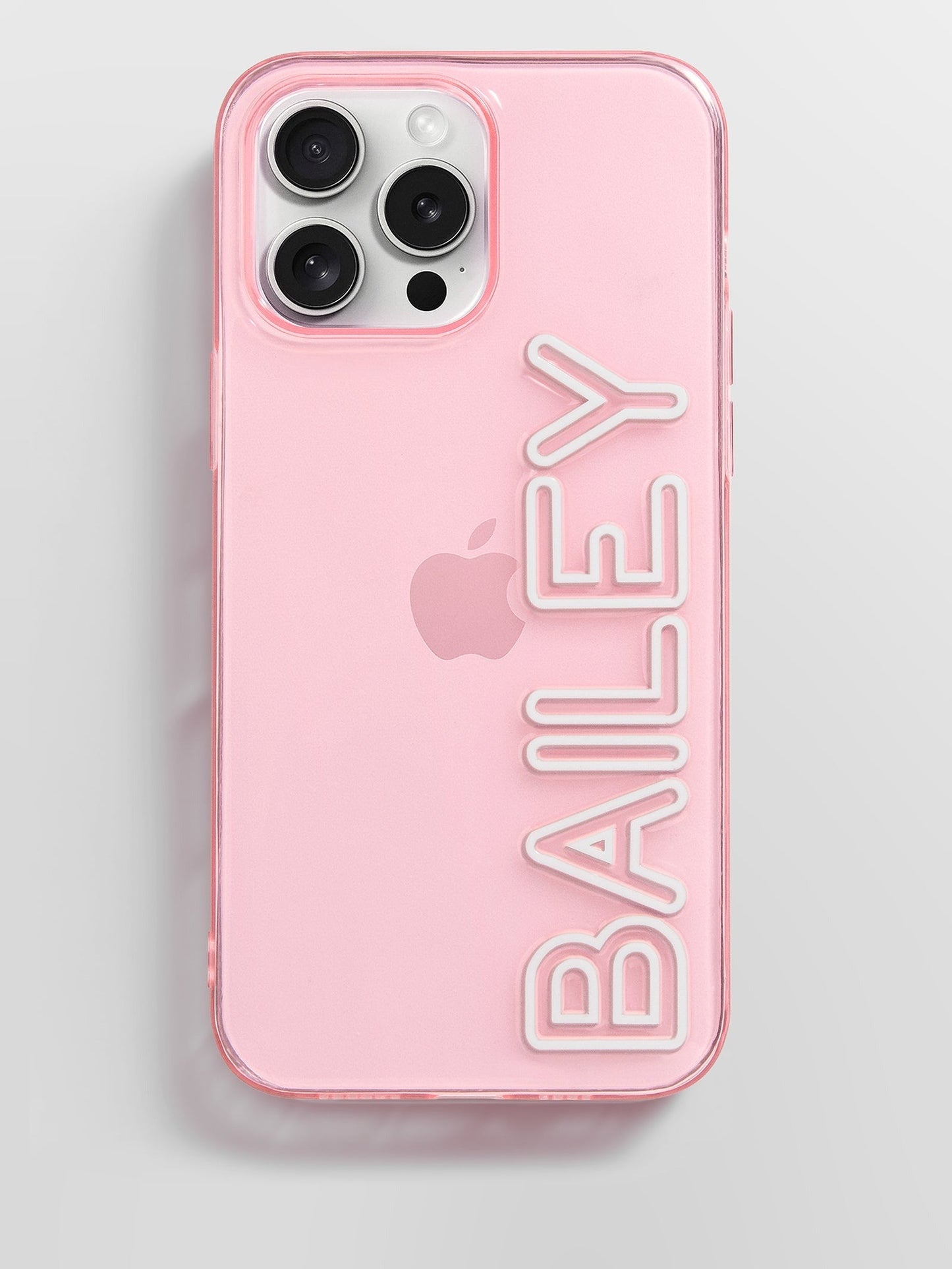 Fine Line Custom iPhone Case - Transparent Pink/White
