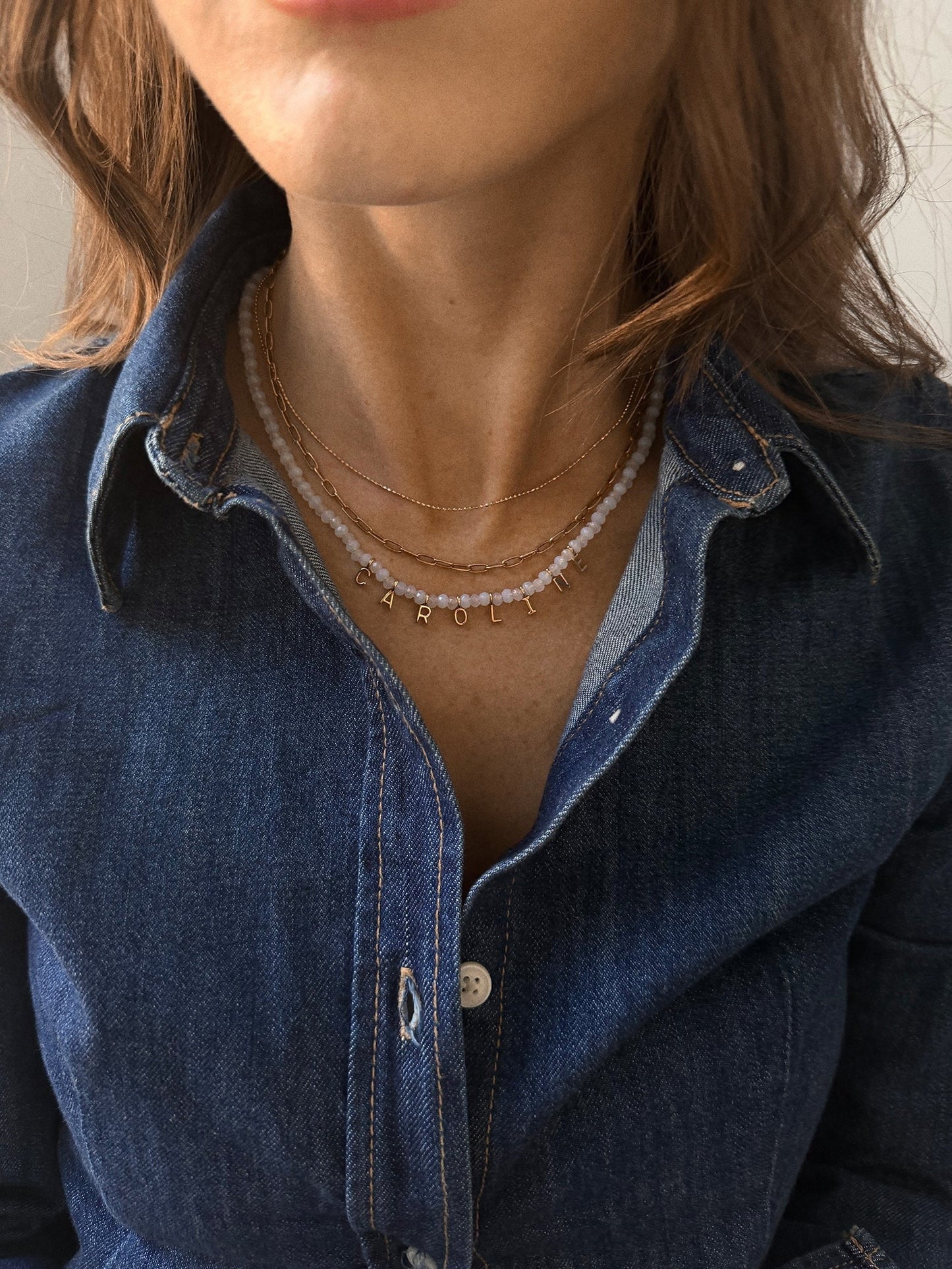 Mini Semi-Precious Custom Necklace - White Opal