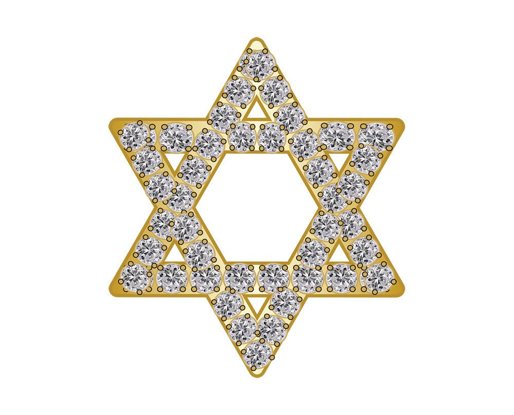 Mini Star of David Icon - Clear/Gold