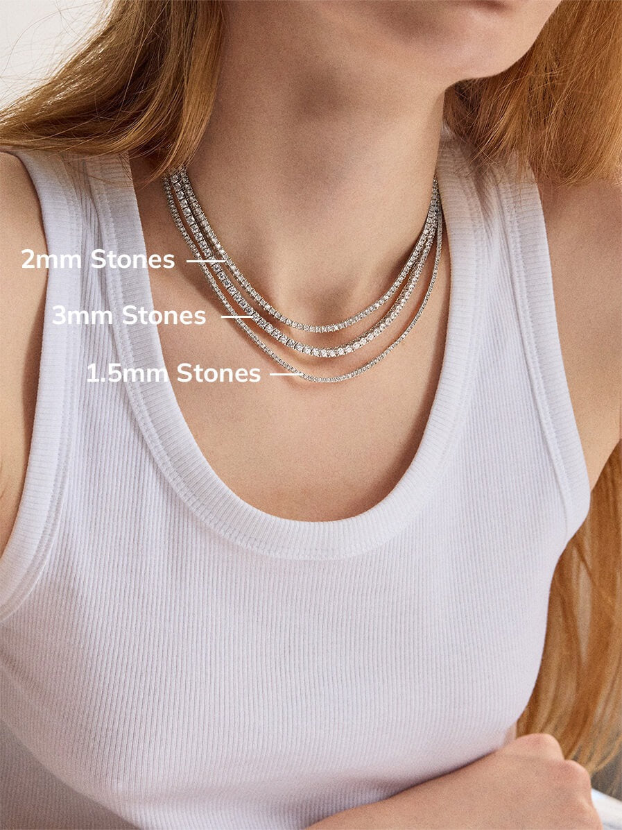 Billie Sterling Silver Tennis Necklace - Sterling Silver