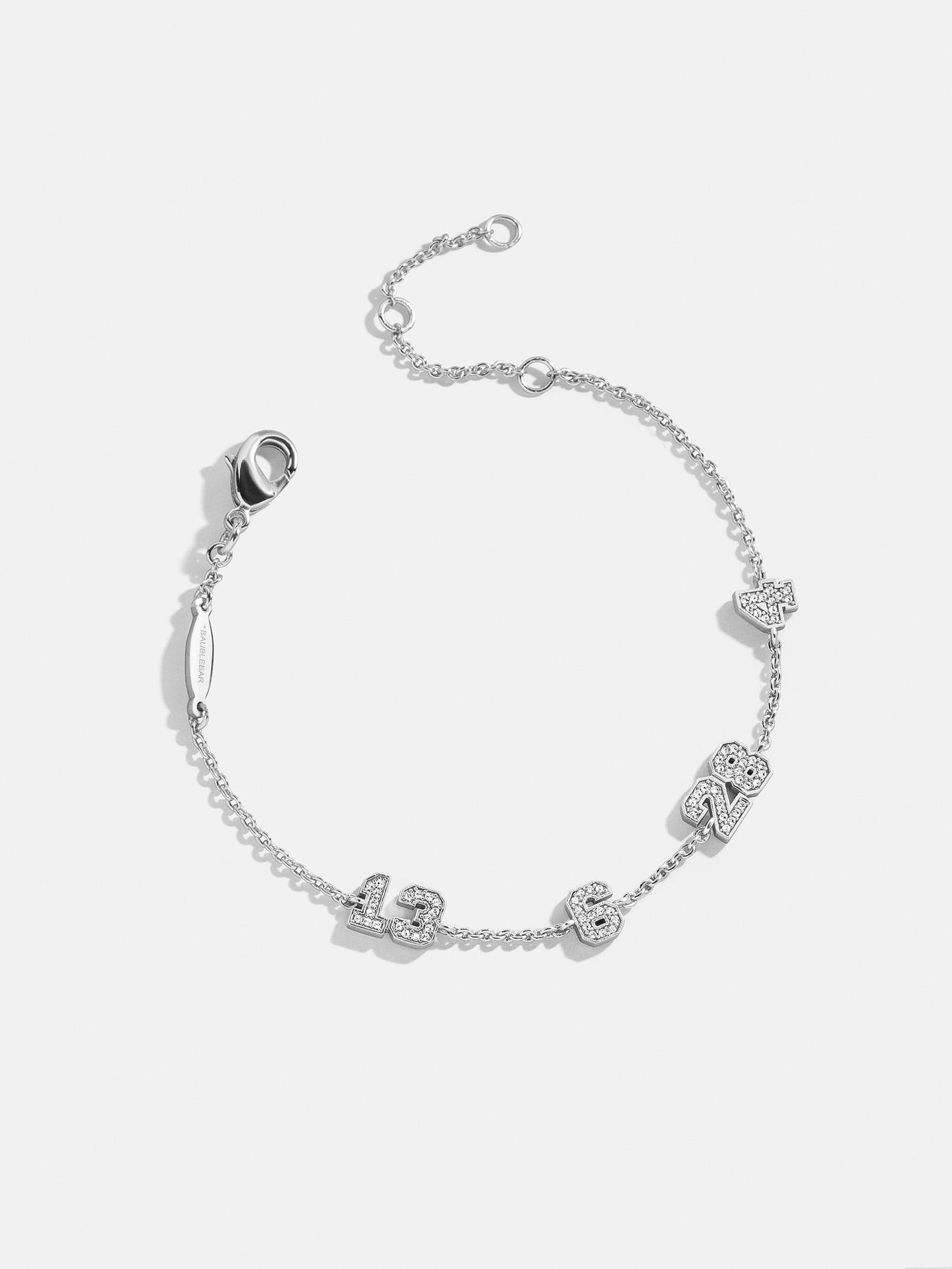 Varsity Number Custom Bracelet - Four Silver Stations