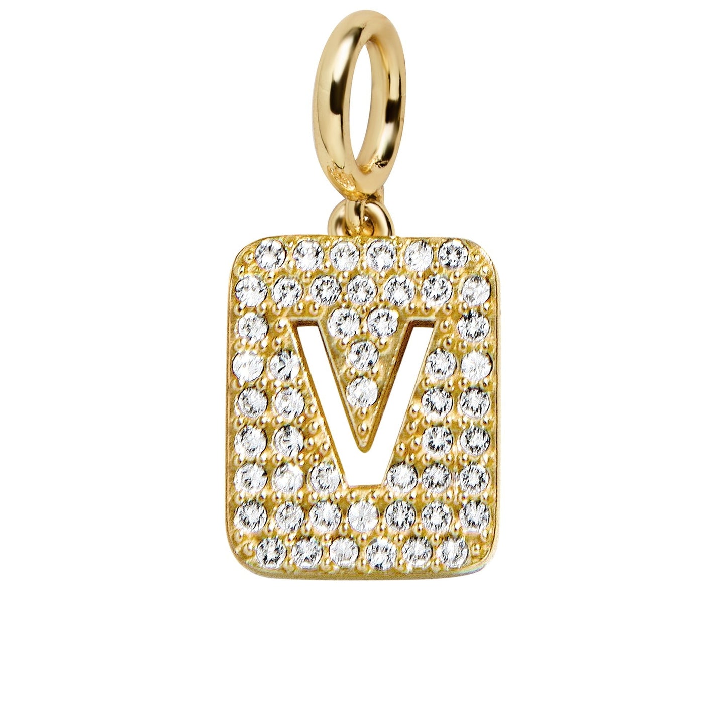 Block Pavé Initial Cluster Charm - V