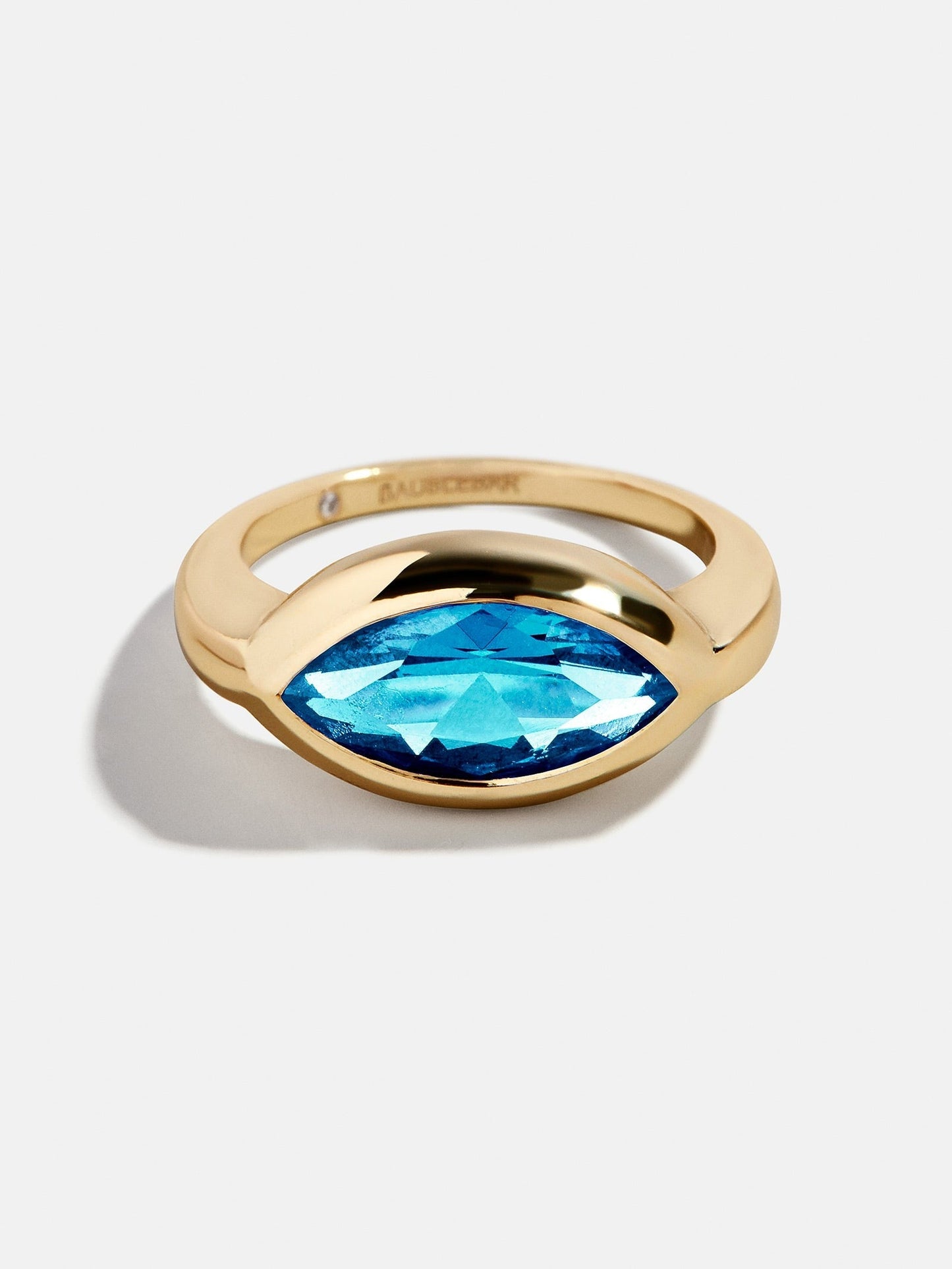 Gold Cubic Zirconia Custom Birthstone Ring - Blue Zircon