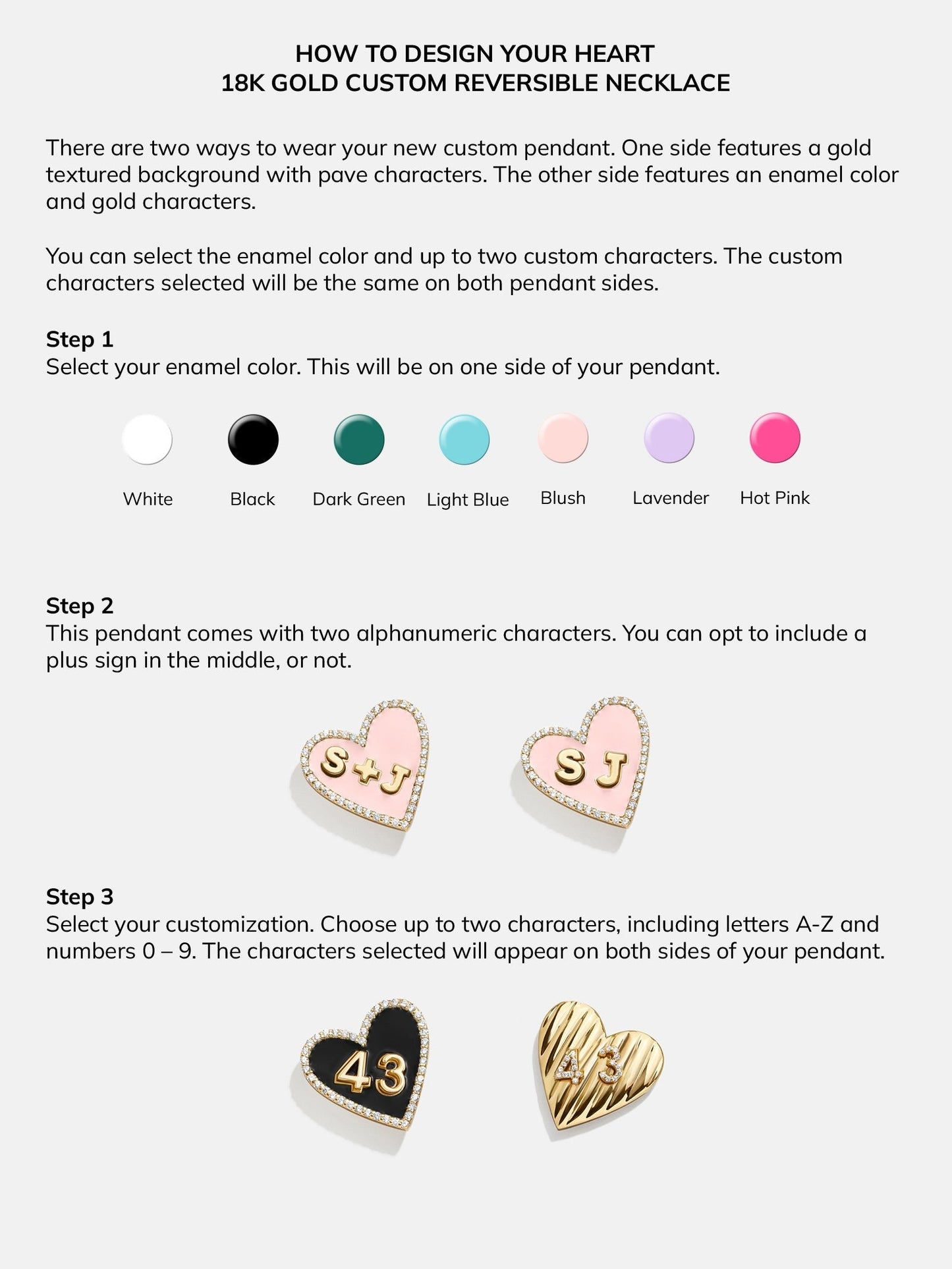 Reversible 14K Gold Custom Heart Necklace - Gold/Pavé