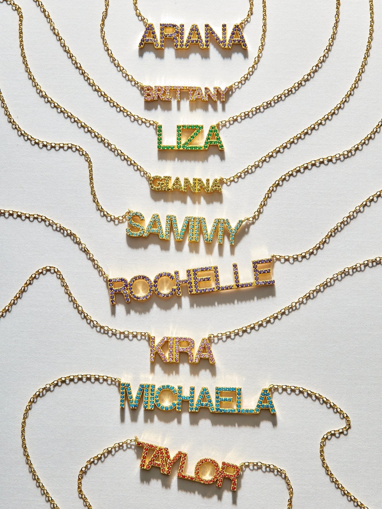 14K Gold Birthstone Custom Nameplate Necklace - Peridot