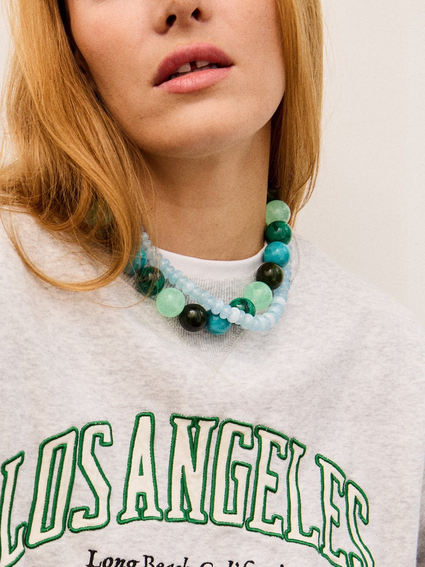 Jane Beaded Necklace - Blue Multi Bead