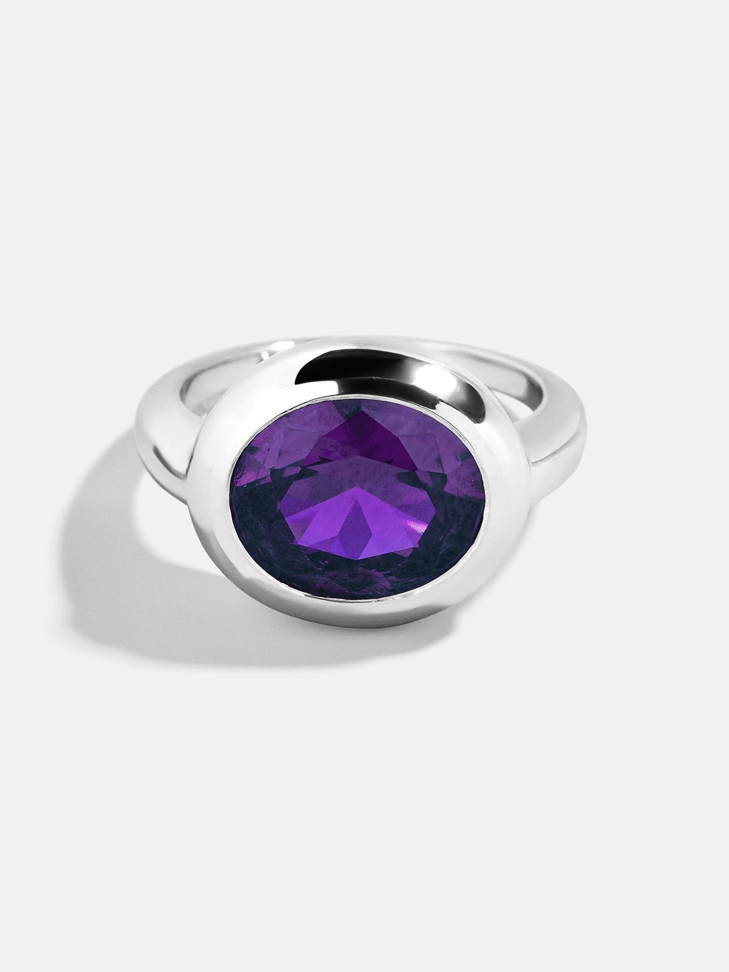 Silver Cubic Zirconia Custom Birthstone Ring - Amethyst