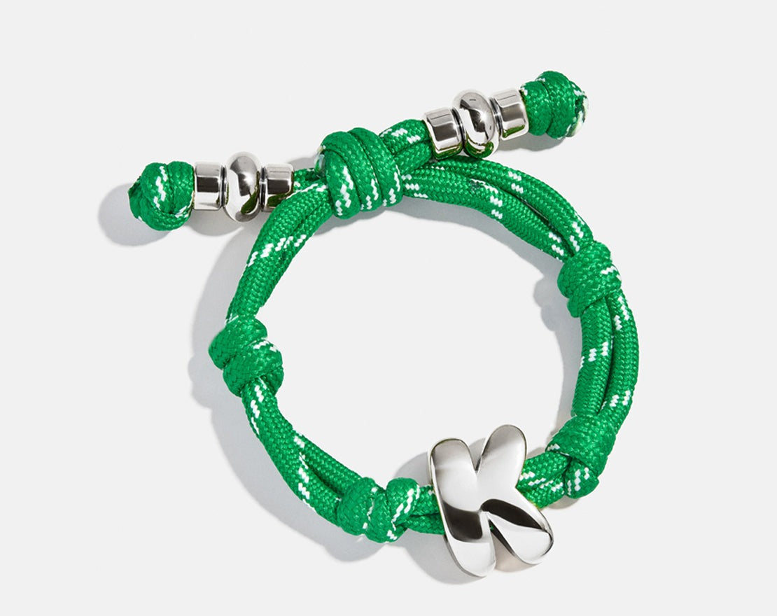 Knotty Initial Custom Bracelet - Bright Green Single Letter