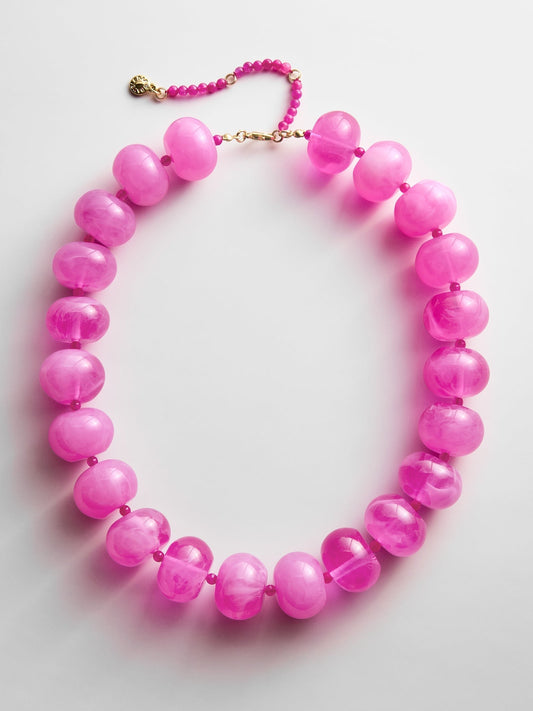 Joan Semi-Precious Necklace - Fuchsia Agate Bead