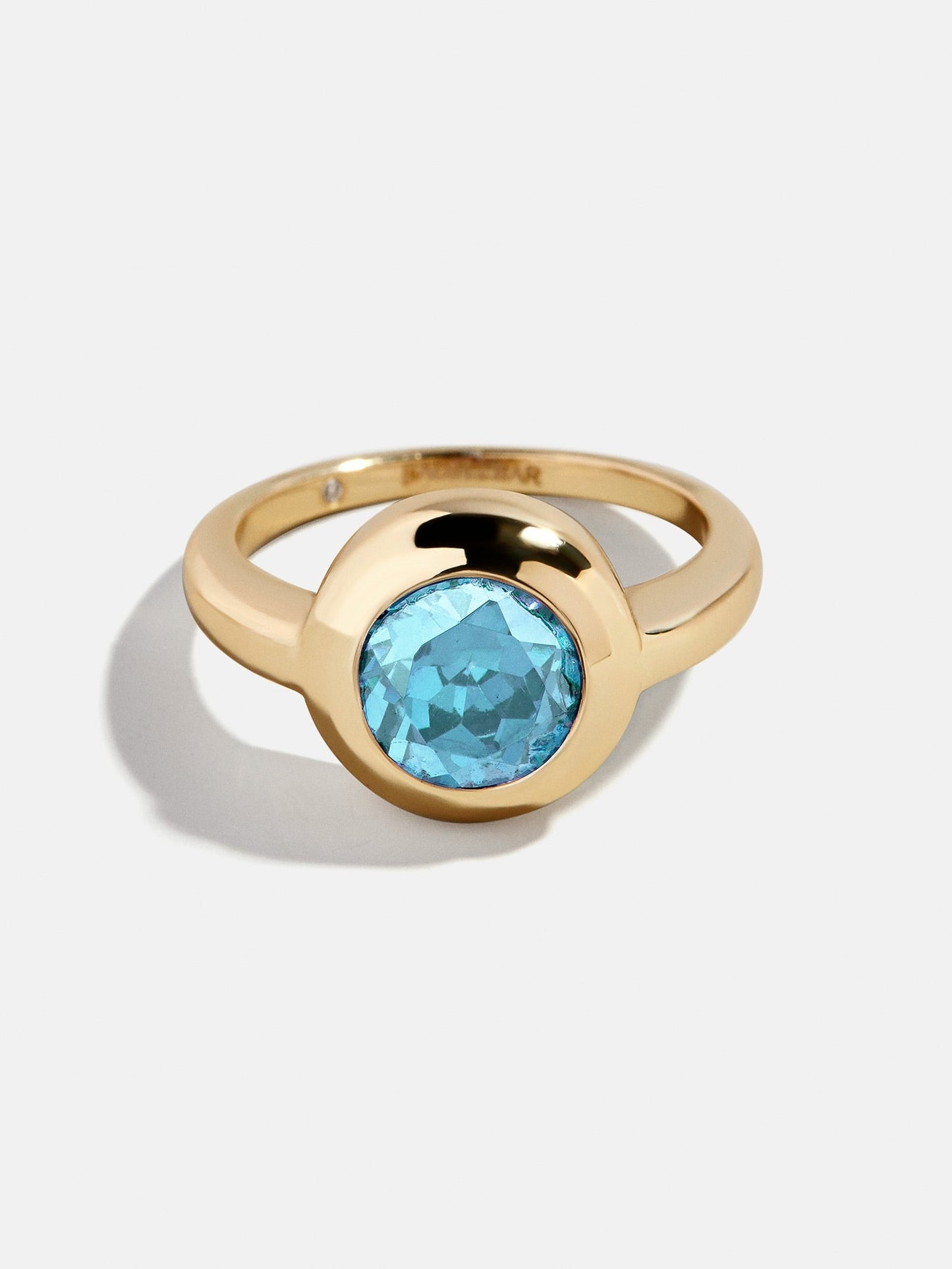 Gold Cubic Zirconia Custom Birthstone Ring - Aquamarine