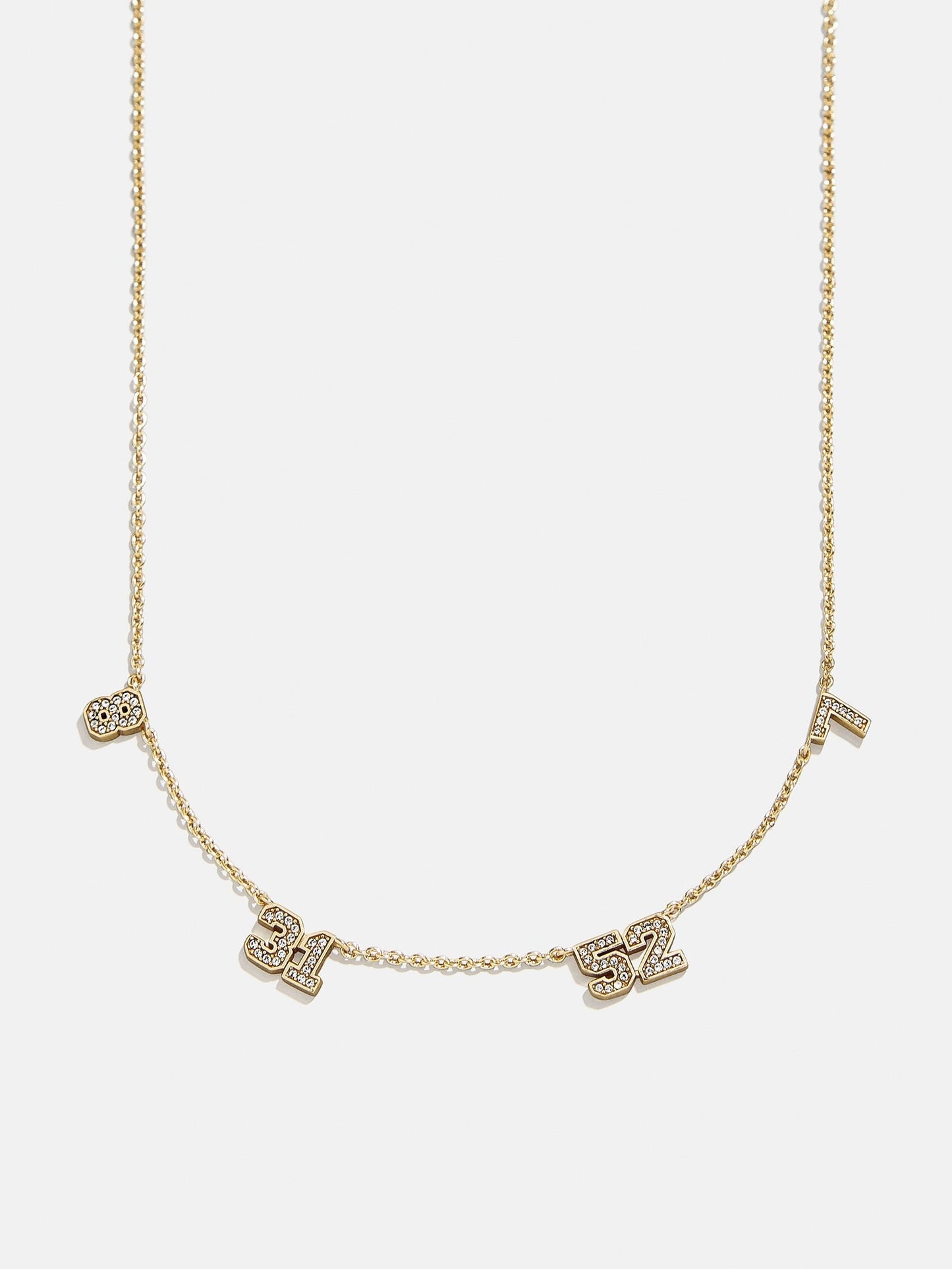 Varsity Number Custom Necklace - Four Gold Stations