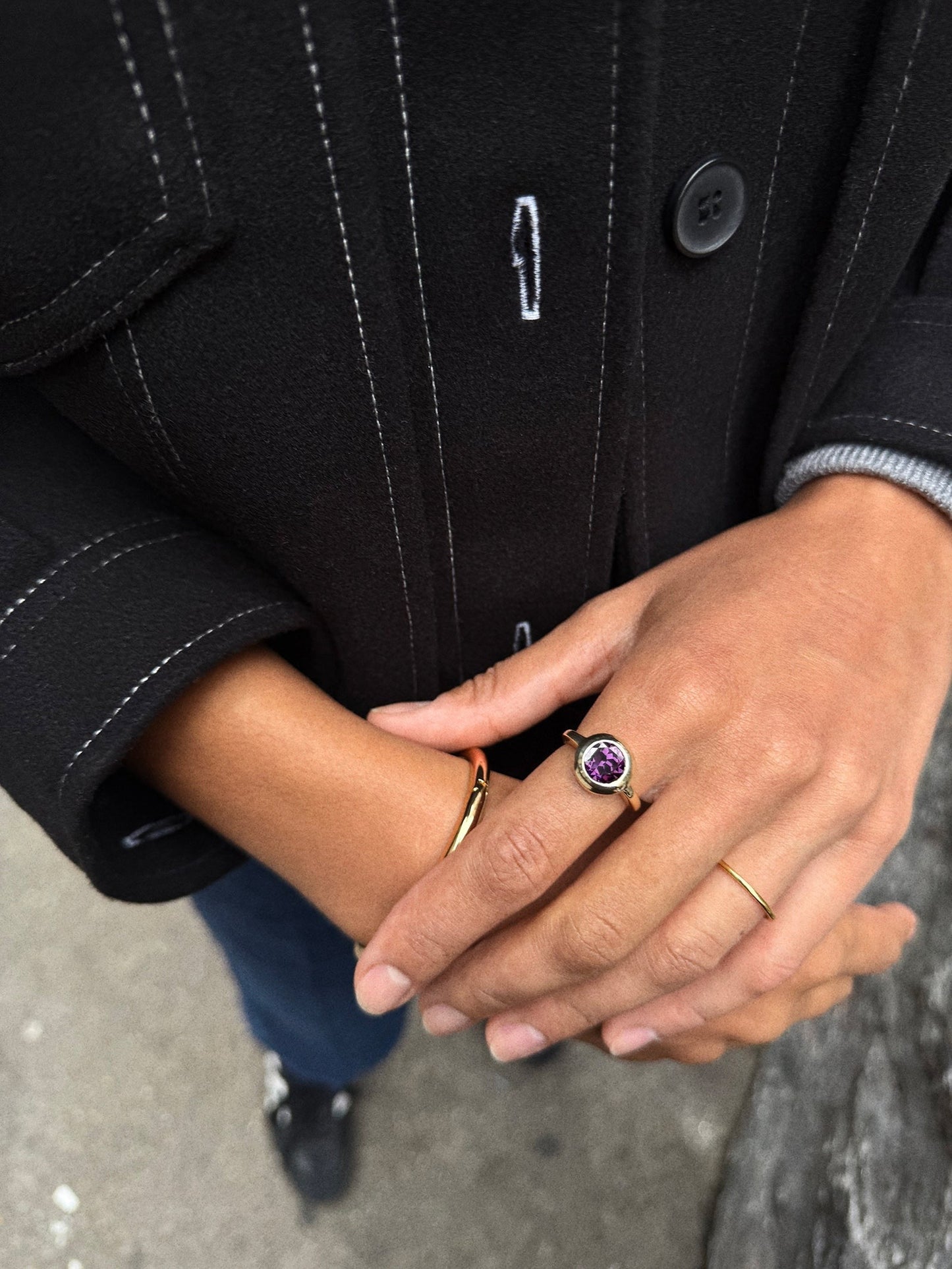 Gold Cubic Zirconia Custom Birthstone Ring - Garnet