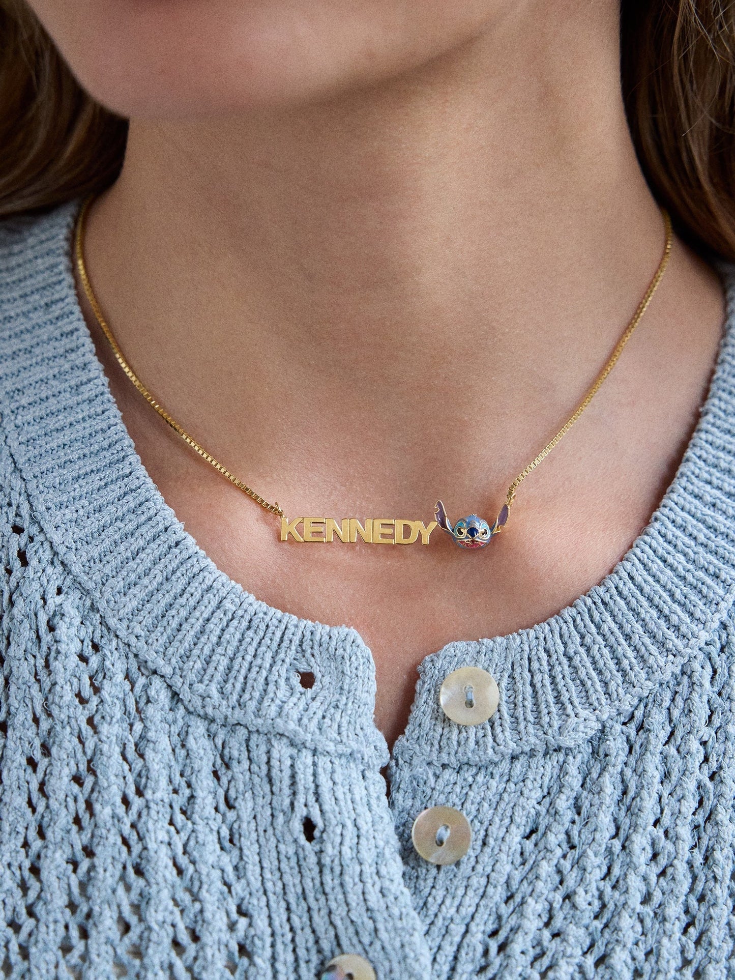 Disney Stitch Custom Nameplate Necklace - Block