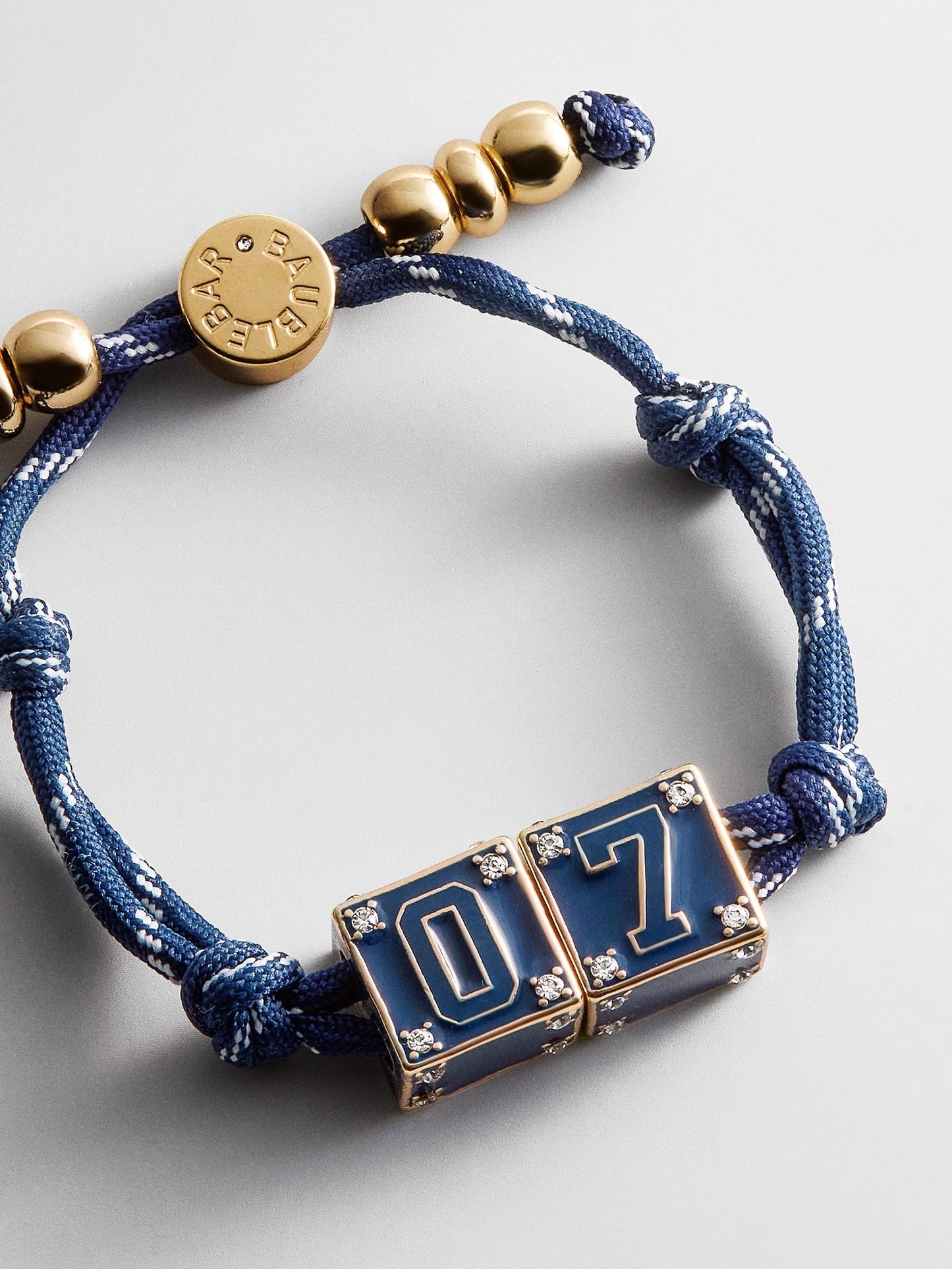 Block Party Varsity Number Custom Bracelet - Navy Double Digit