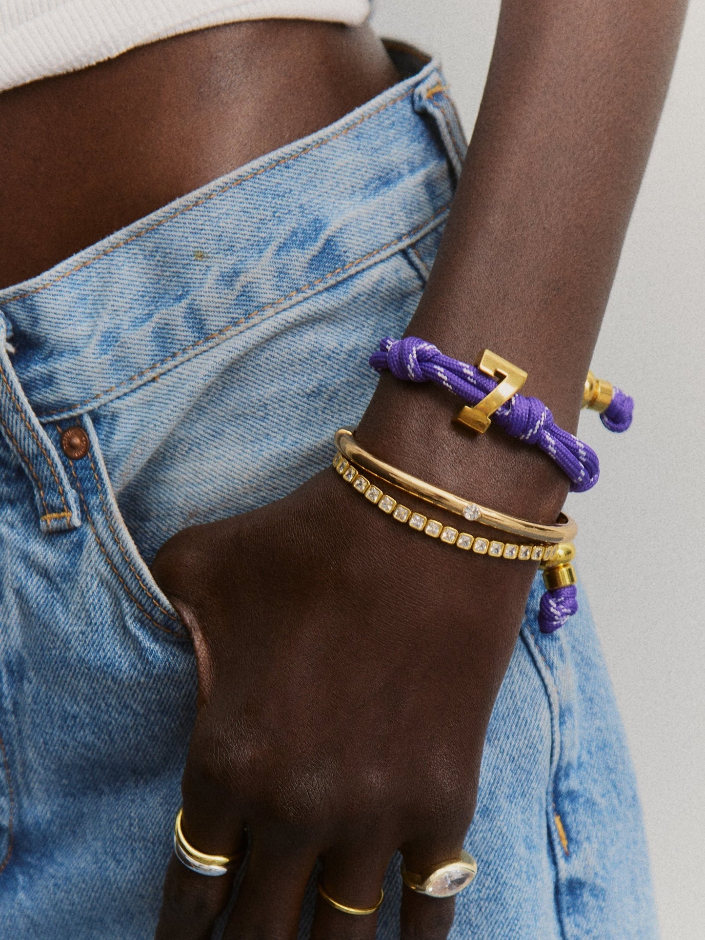 Knotty Varsity Number Custom Bracelet - Purple Double Digit