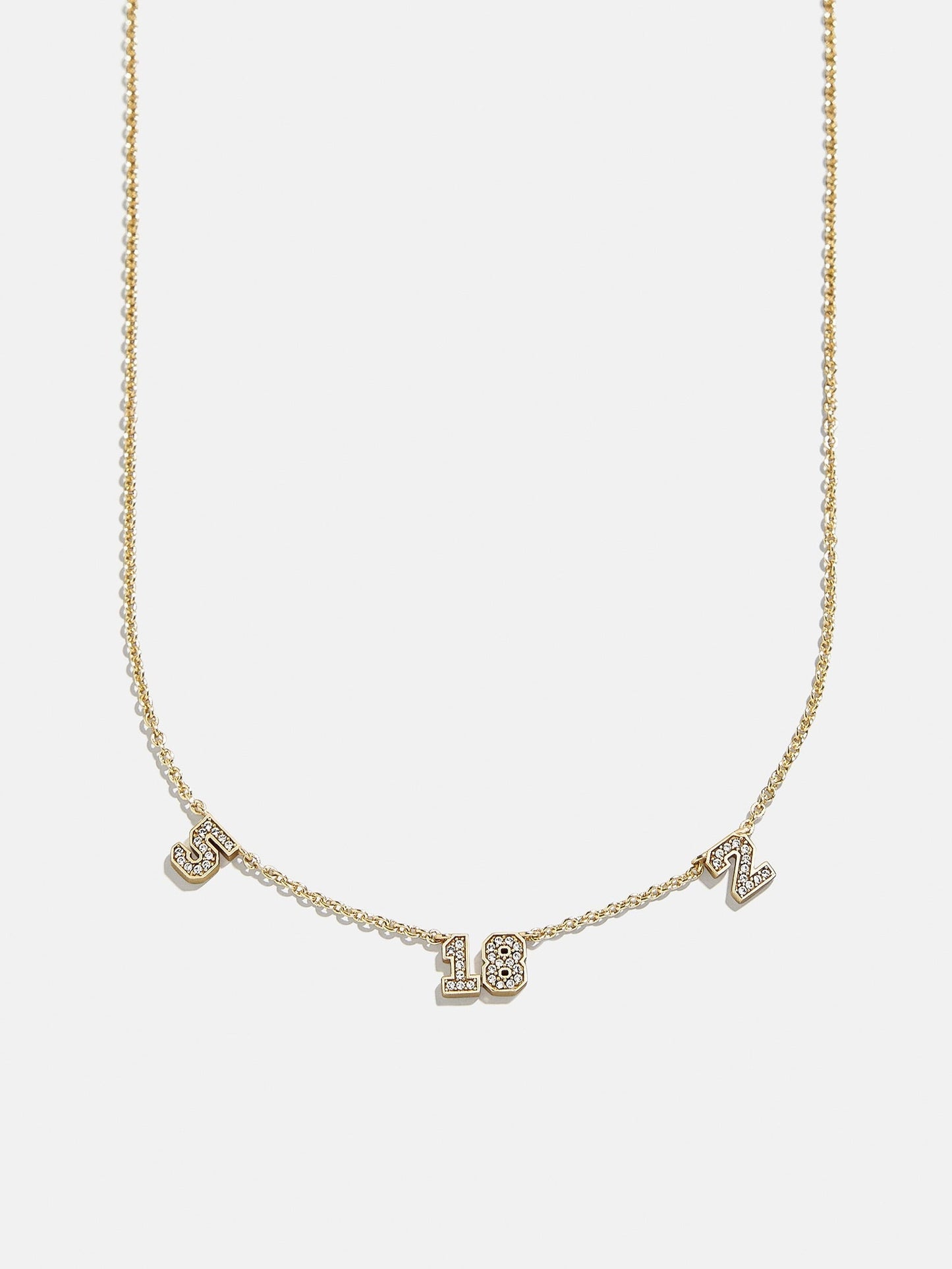 Varsity Number Custom Necklace - Three Gold Stations