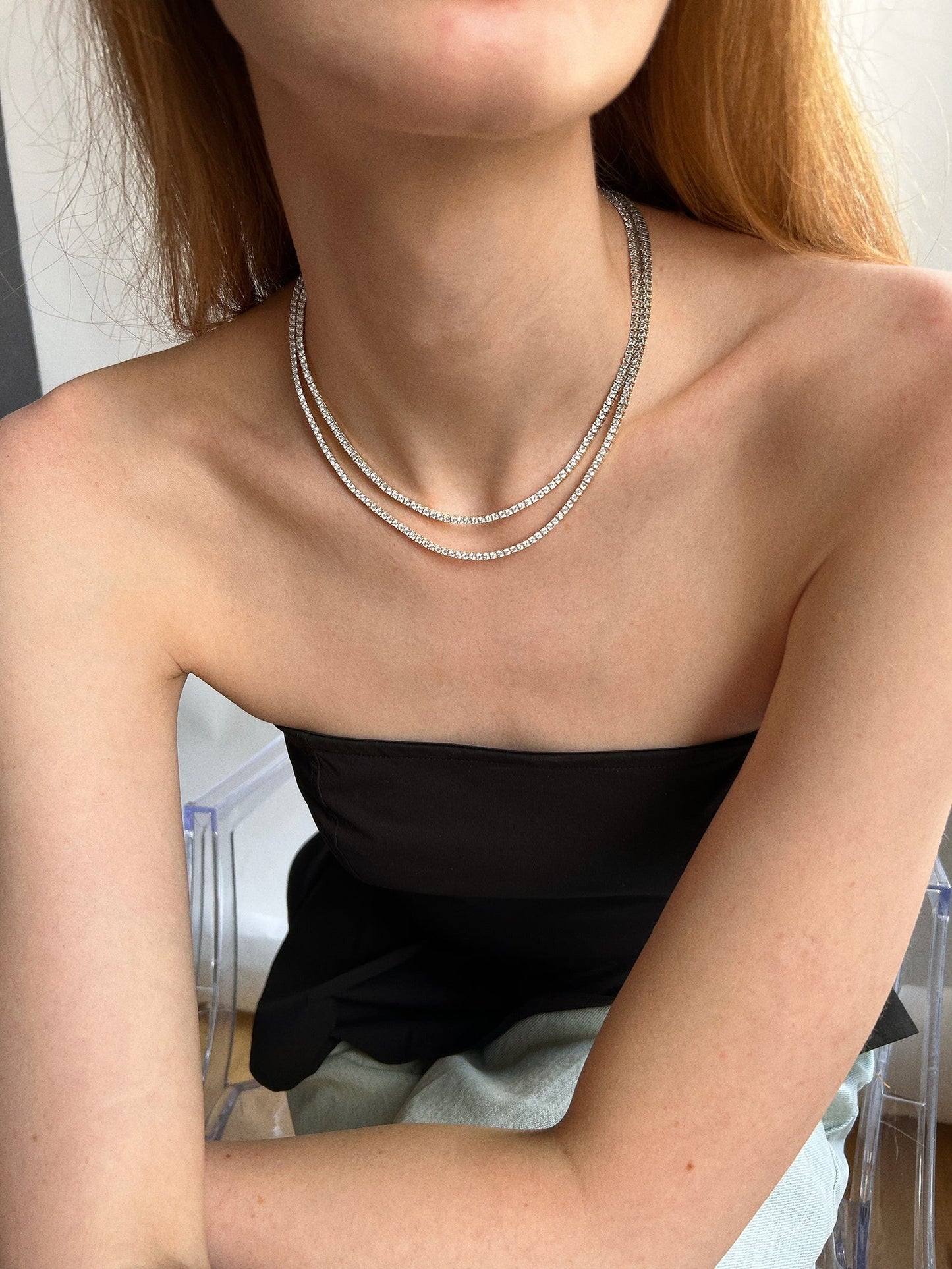 Billie Sterling Silver Tennis Necklace - Sterling Silver