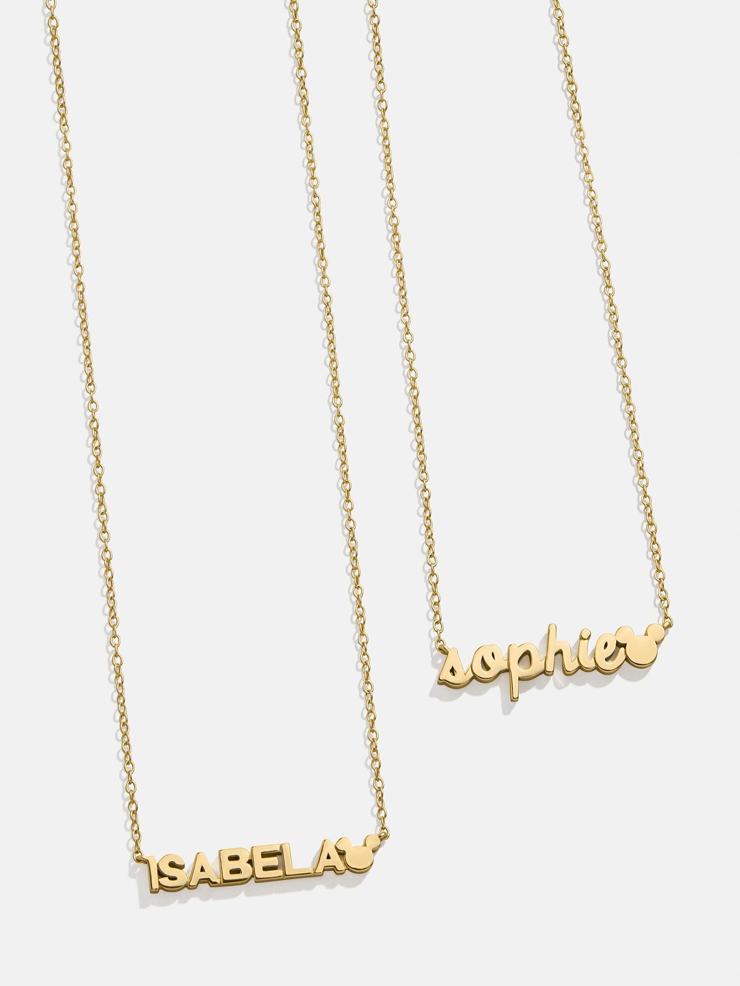 Disney Mickey Mouse 14K Gold Plated Sterling Silver Custom Nameplate Necklace - Gold/Pavé