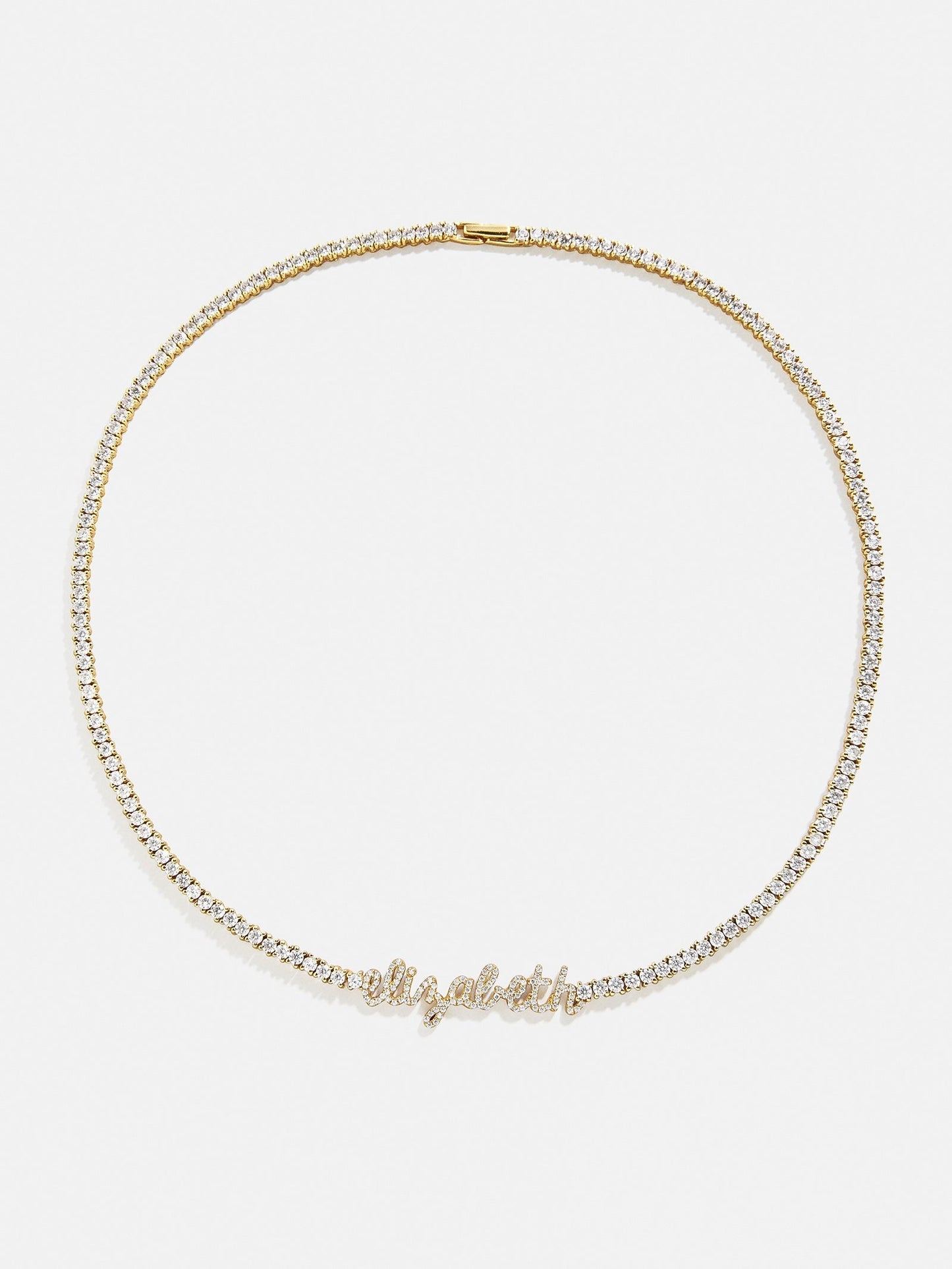 Billie 14K Gold Tennis Custom Nameplate Necklace - Mini Script