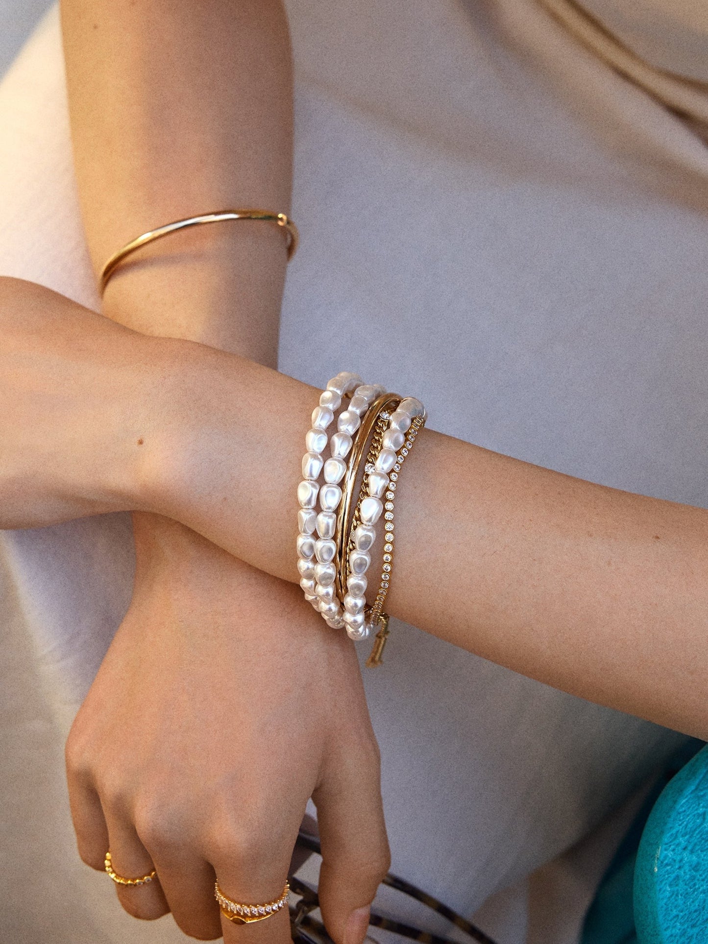 Ondine Pearl Cuff Bracelet - White
