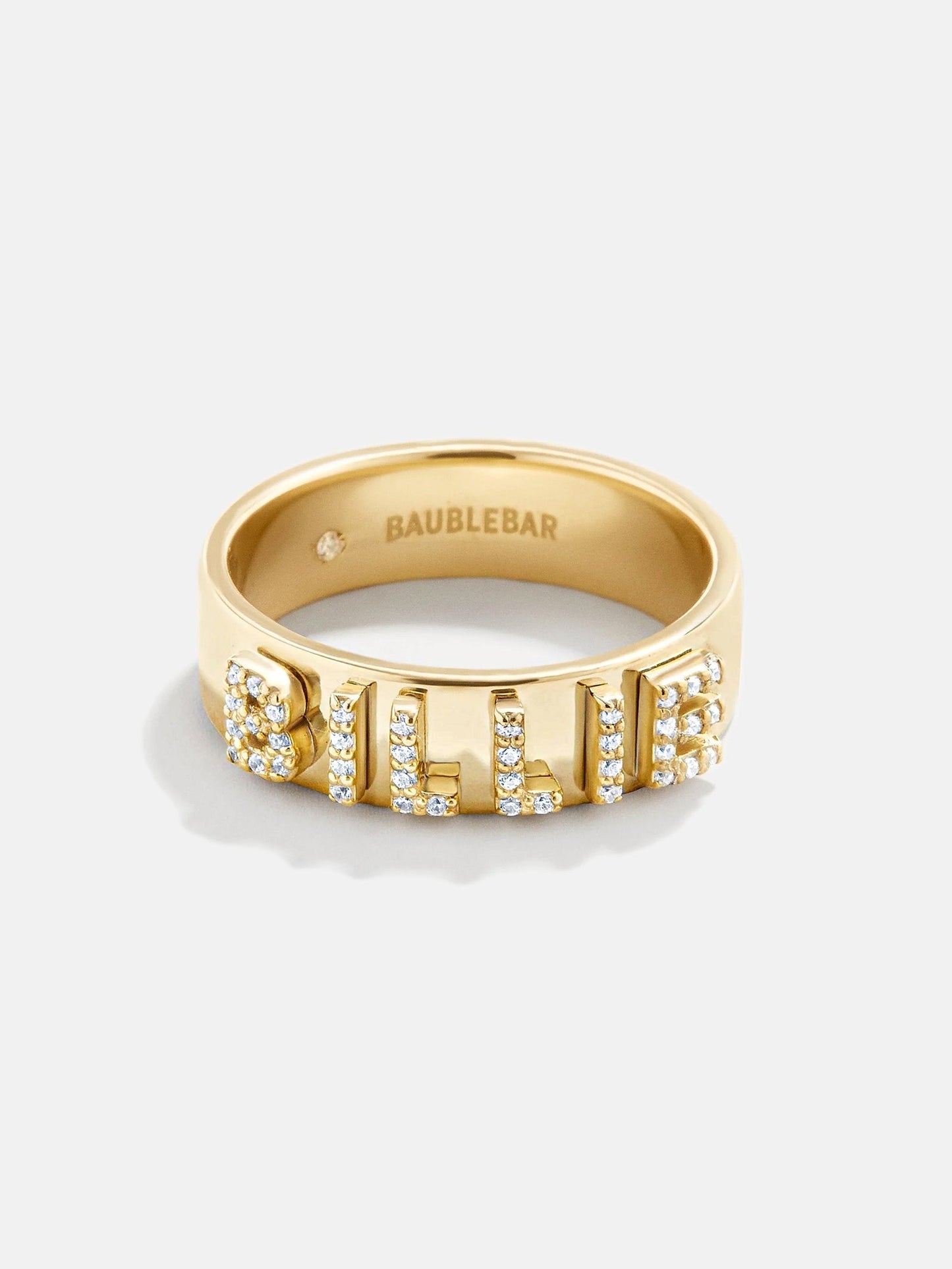 14K Gold Custom Block Ring - 14K Gold. Pavé Cubic Zirconia Stones