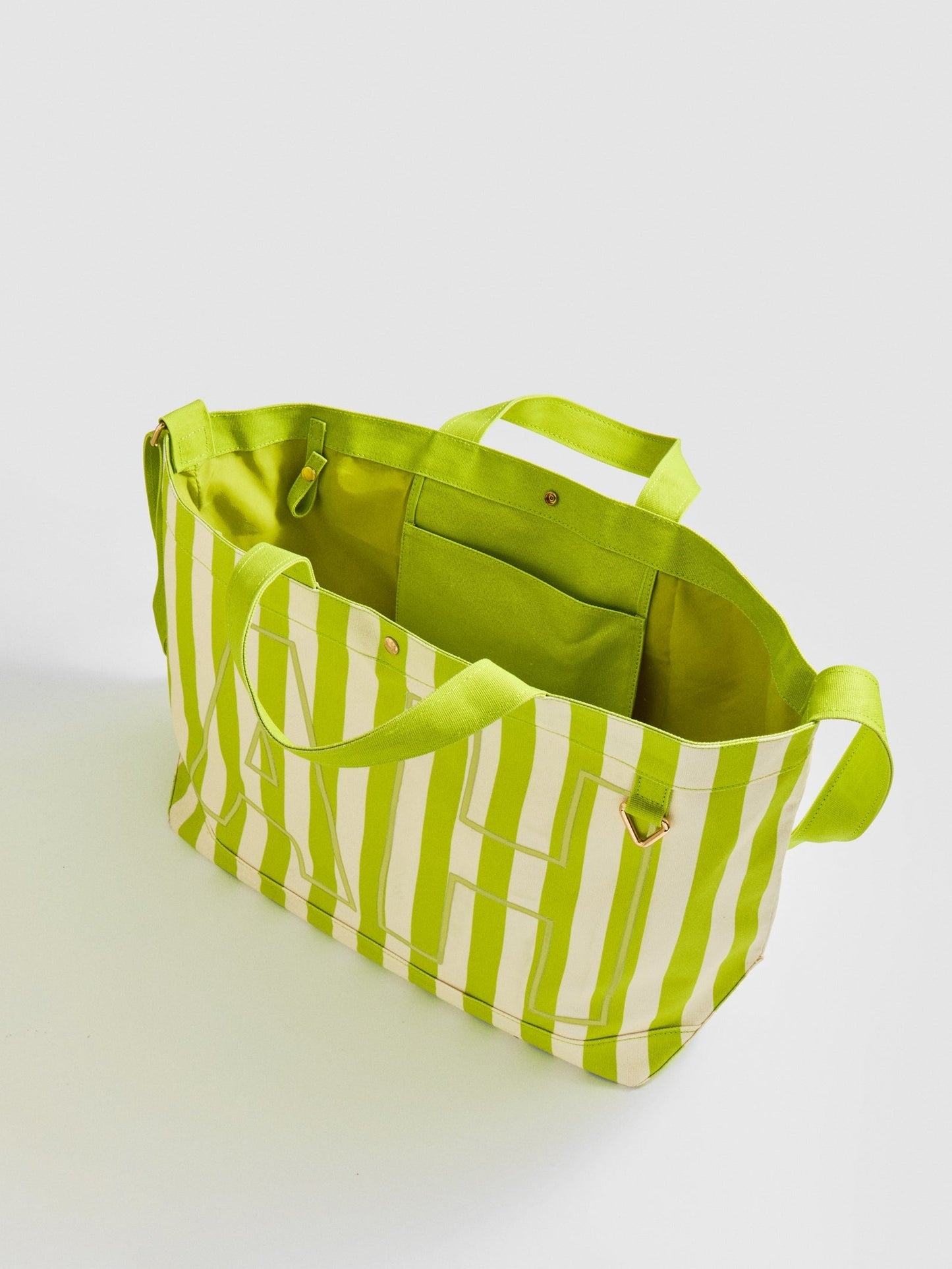 Striped Custom Alpha Tote - Custom Keylime