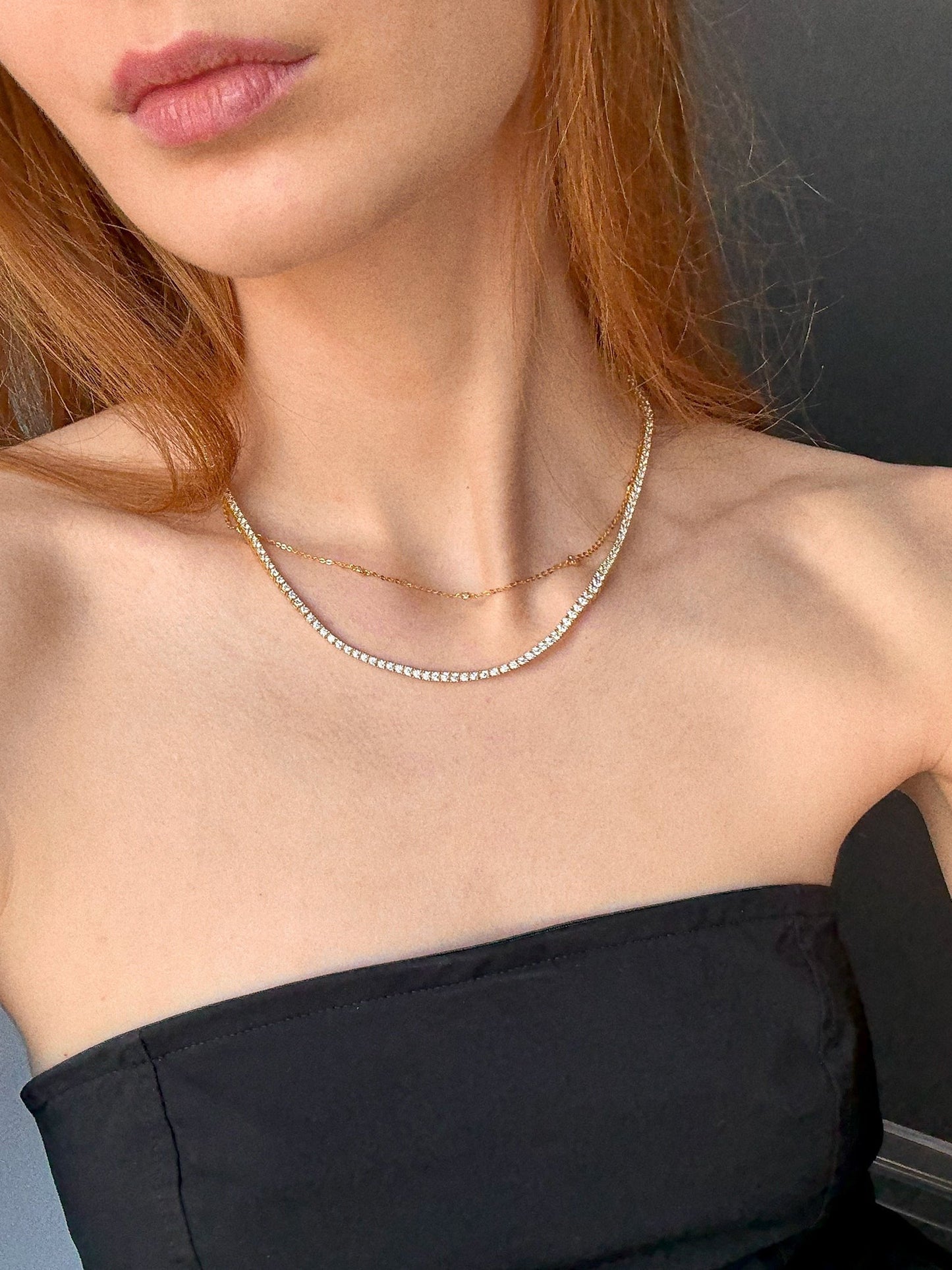 Billie 18K Gold Tennis Necklace - 18K Gold Plated Sterling Silver