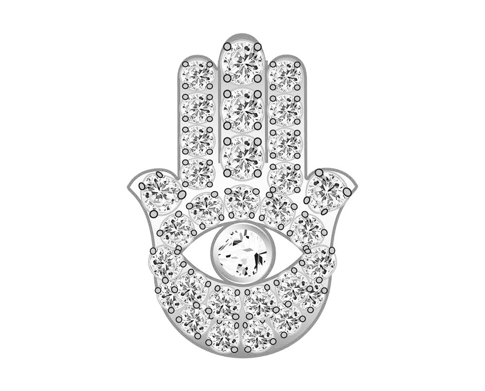 Mini Hamsa Icon - Clear/Silver