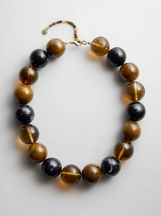 Jane Beaded Necklace - Brown/Black Multi Bead