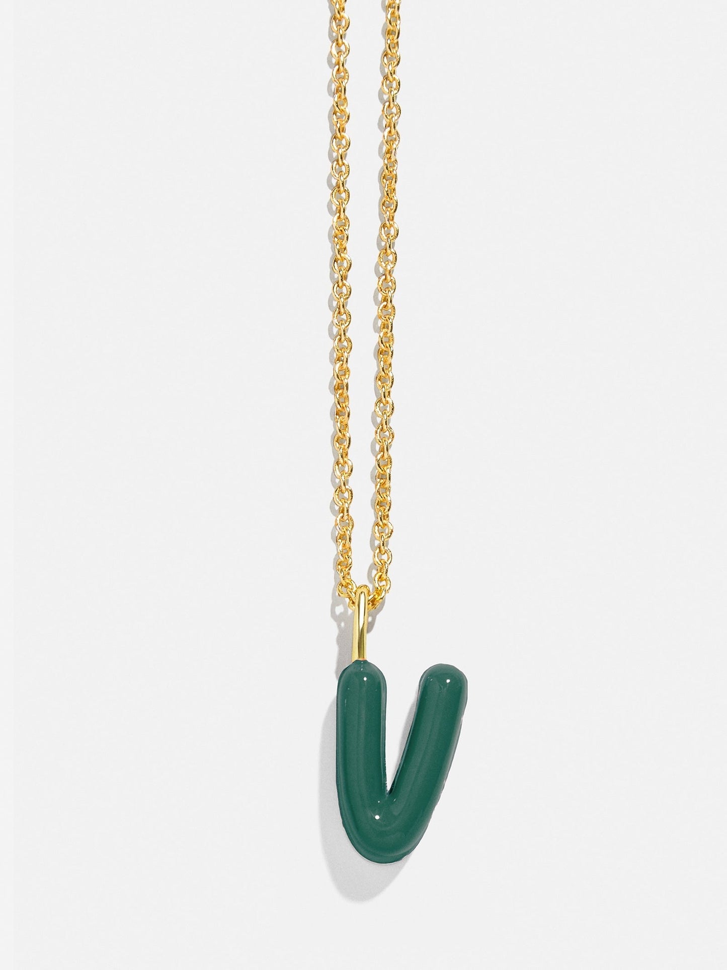 Mini Bubble Initial Enamel Necklace - Dark Green