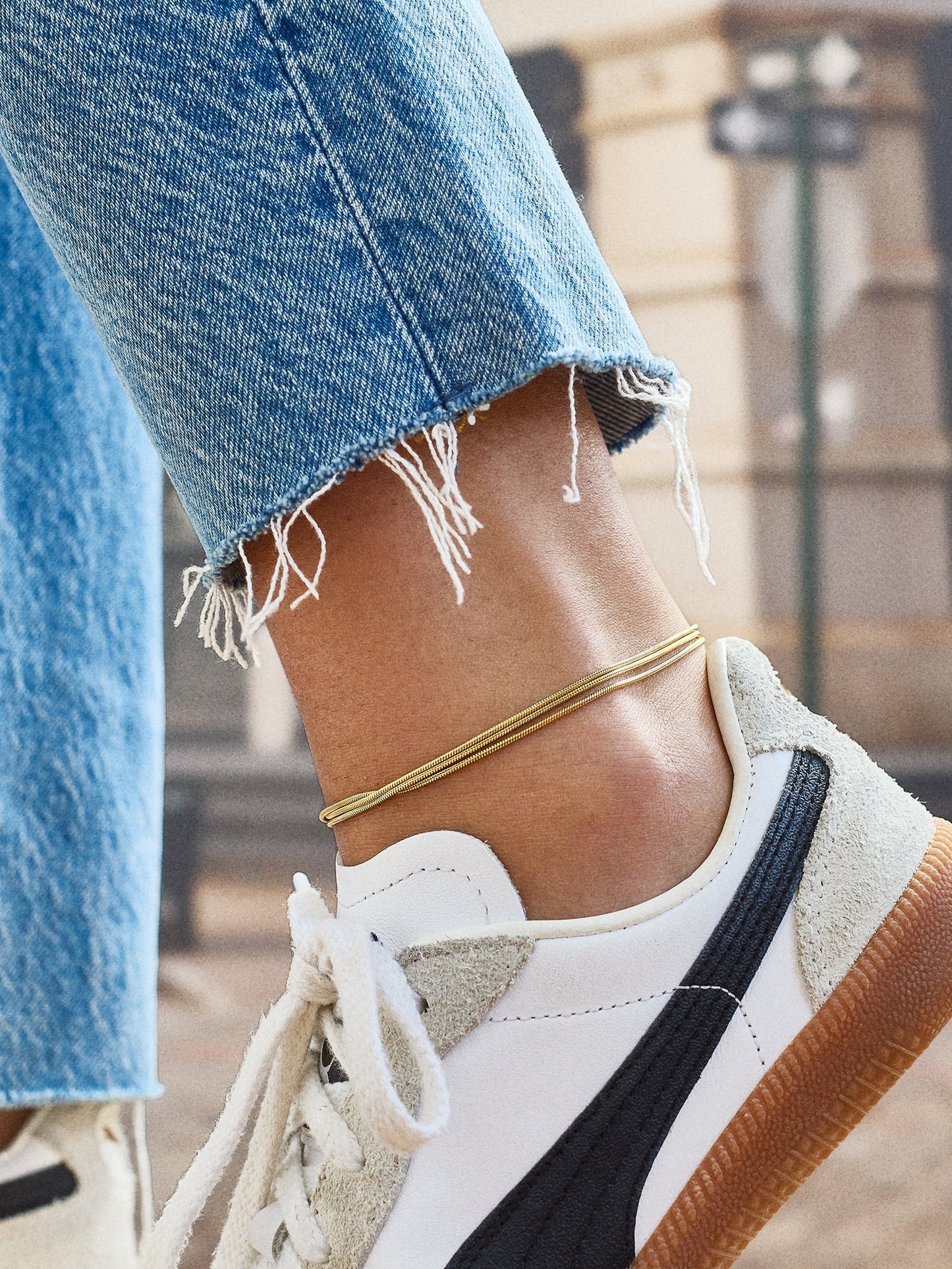 Gemma Waterproof Layered Anklet - Gold