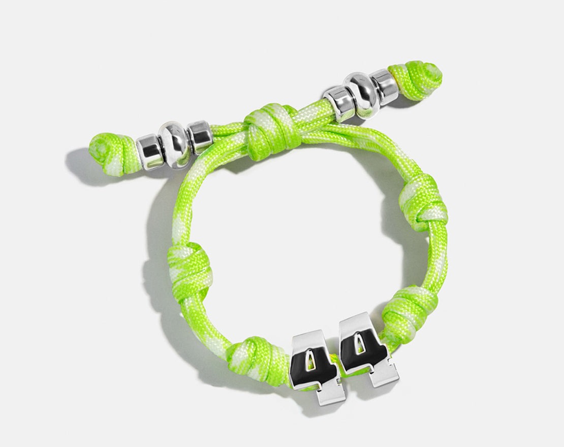 Knotty Varsity Number Custom Bracelet - Lime Green Double Digit