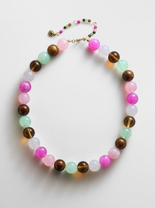 Mini Jane Beaded Necklace - Pink Multi Bead